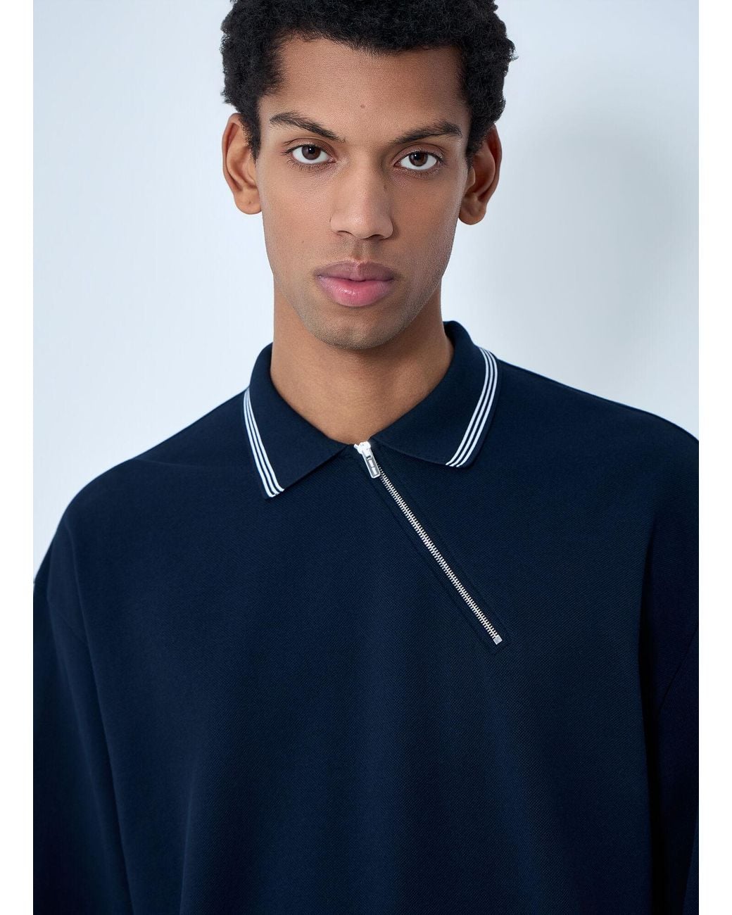 Miu Miu Blue Half-Zip Polo Shirt for men