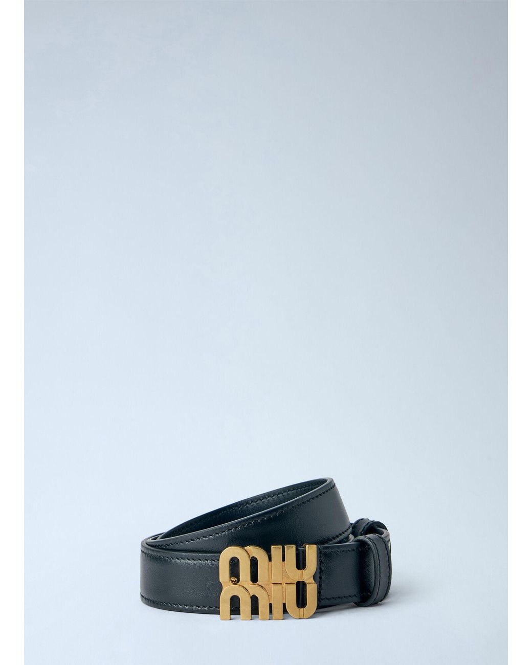 Miu Miu Blue Logo Buckle Leather Belt