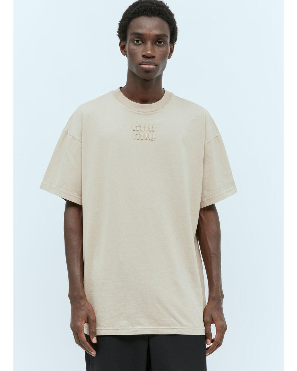 充実の品 Logo Miu Miu Patch Lyst | Men for Natural in T-Shirt Long トップス