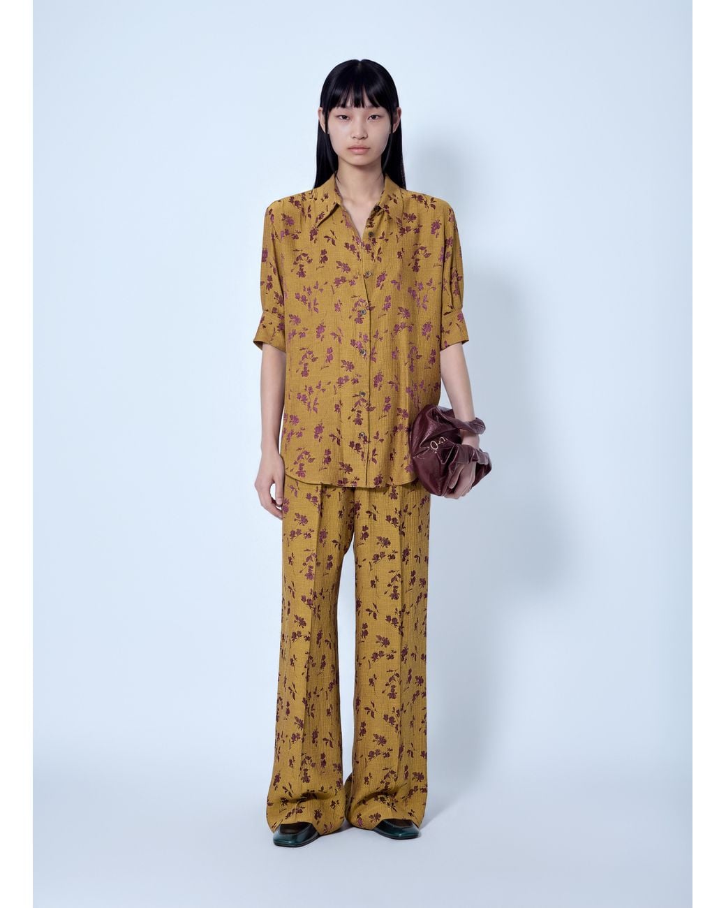 Dries Van Noten Blue Floral Patterned Button-Down Shirt