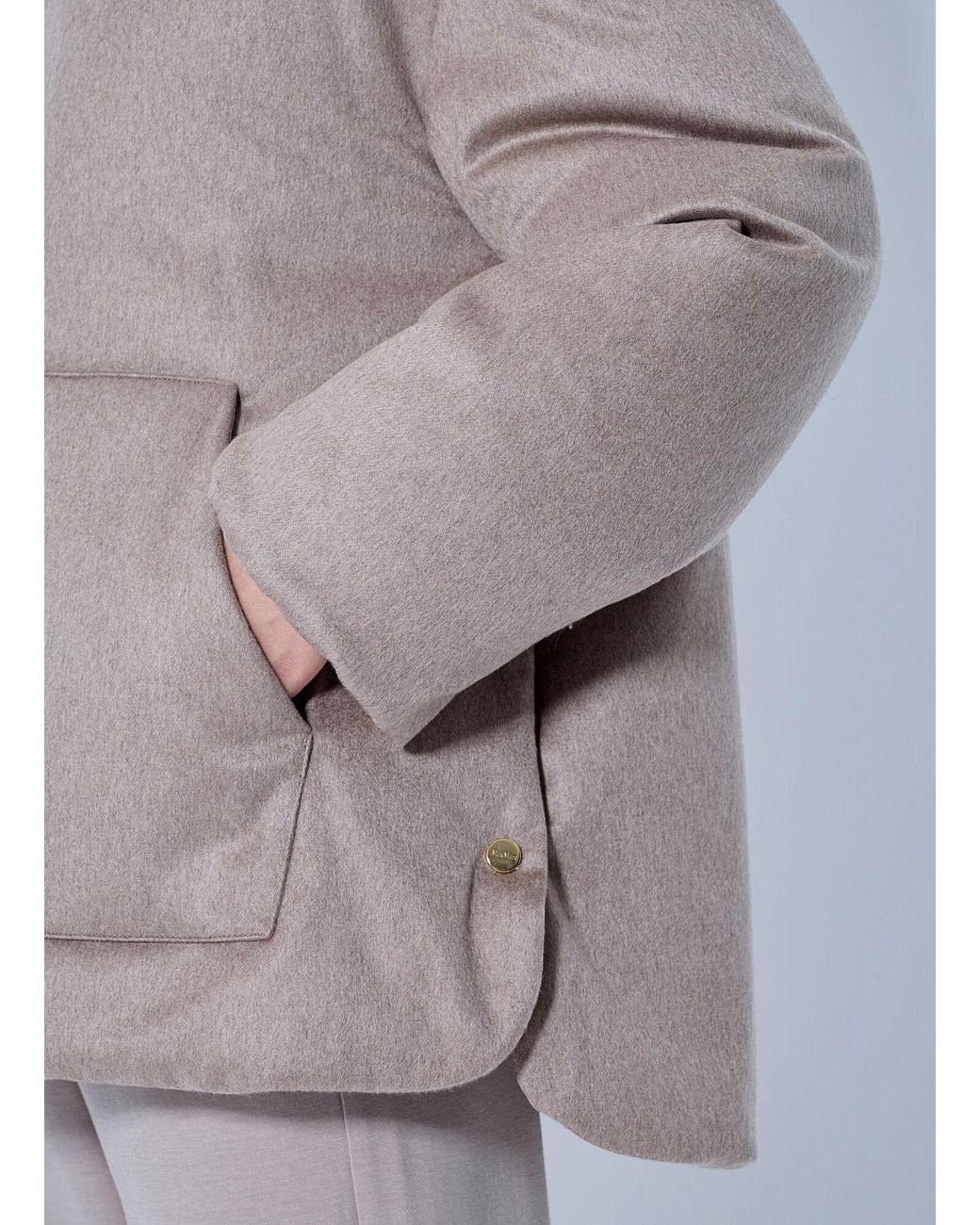 Max Mara Gray Reversible Cashmere Puffer Jacket