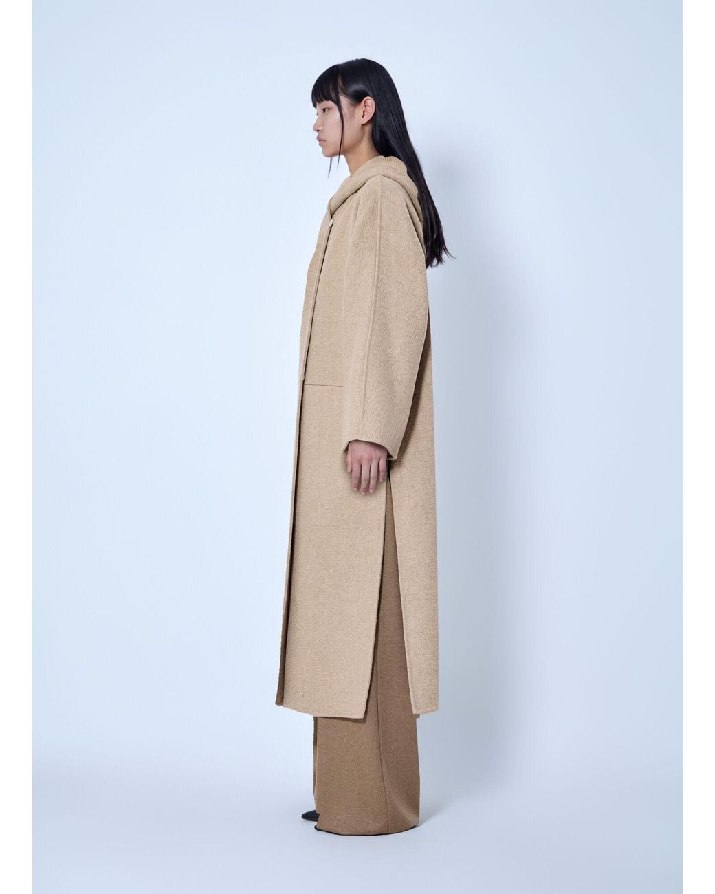 Max Mara Natural Hooded Camel And Mohair Coat