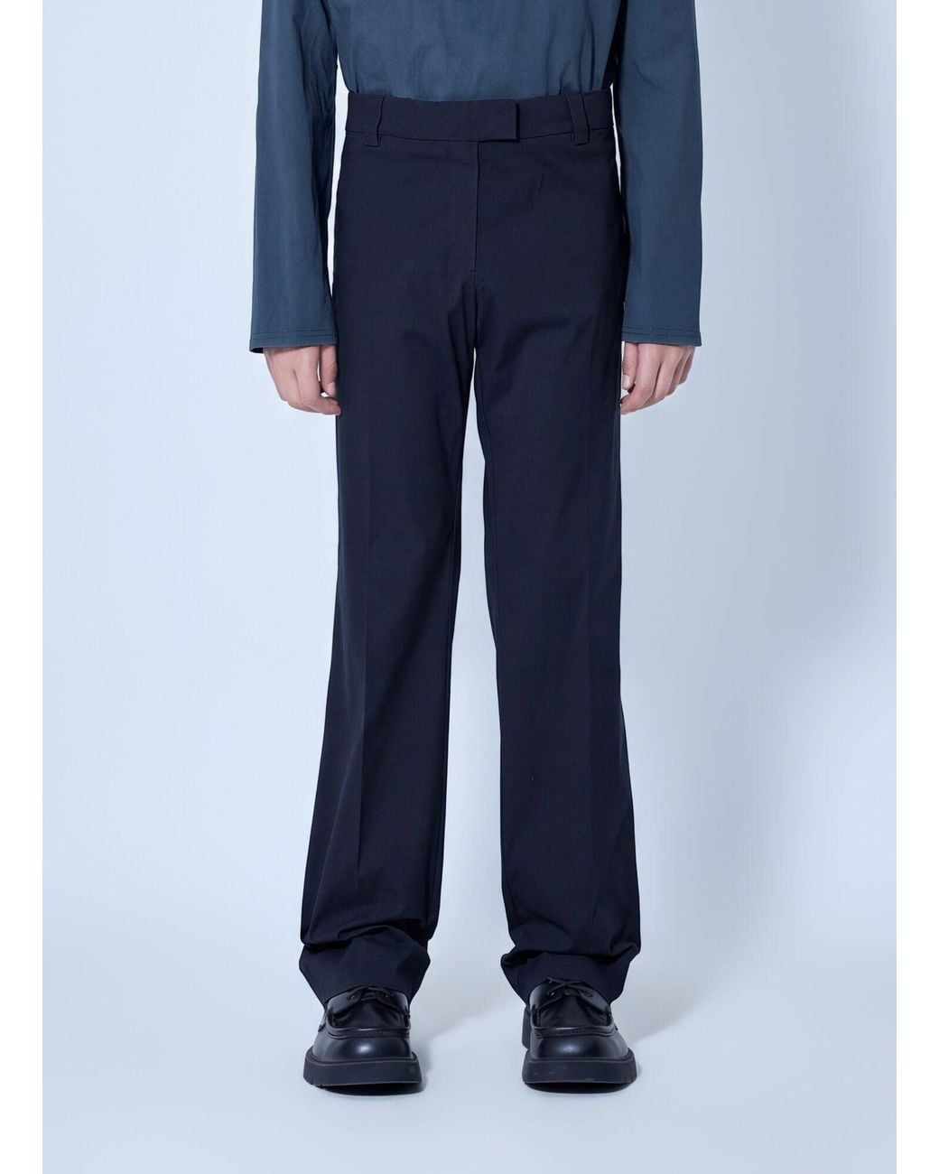 Miu Miu Blue Stretch Poplin Pants for men