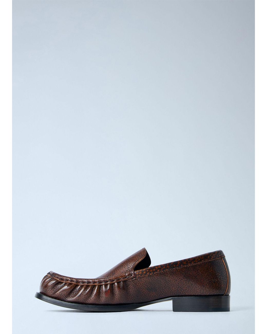 Dries Van Noten White Pebbled Leather Loafers