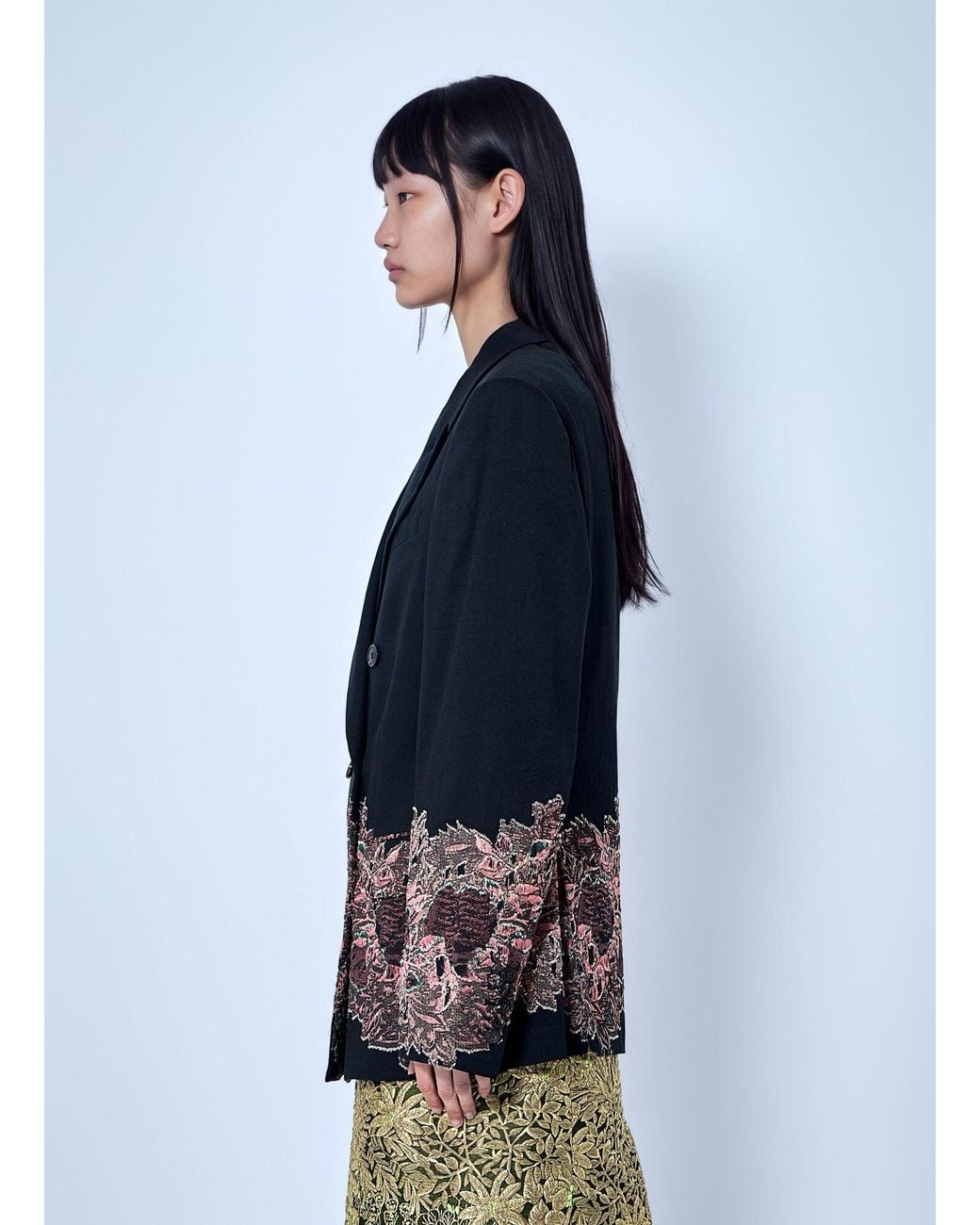 Dries Van Noten Blue Embroidered Double-Breasted Blazer