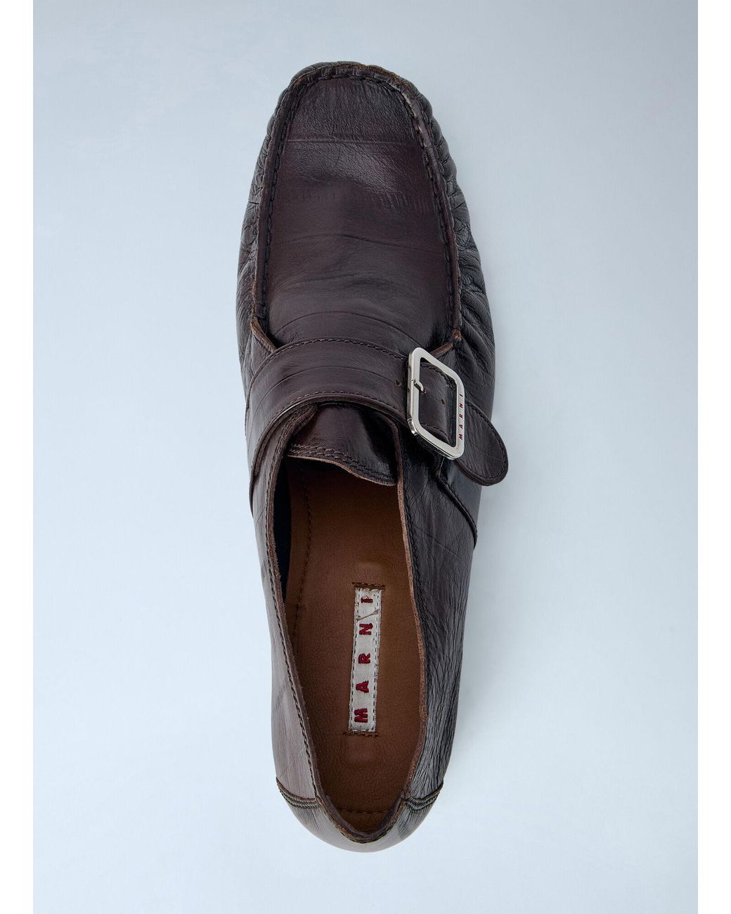 Marni White Buckle Detail Leather Loafers for men