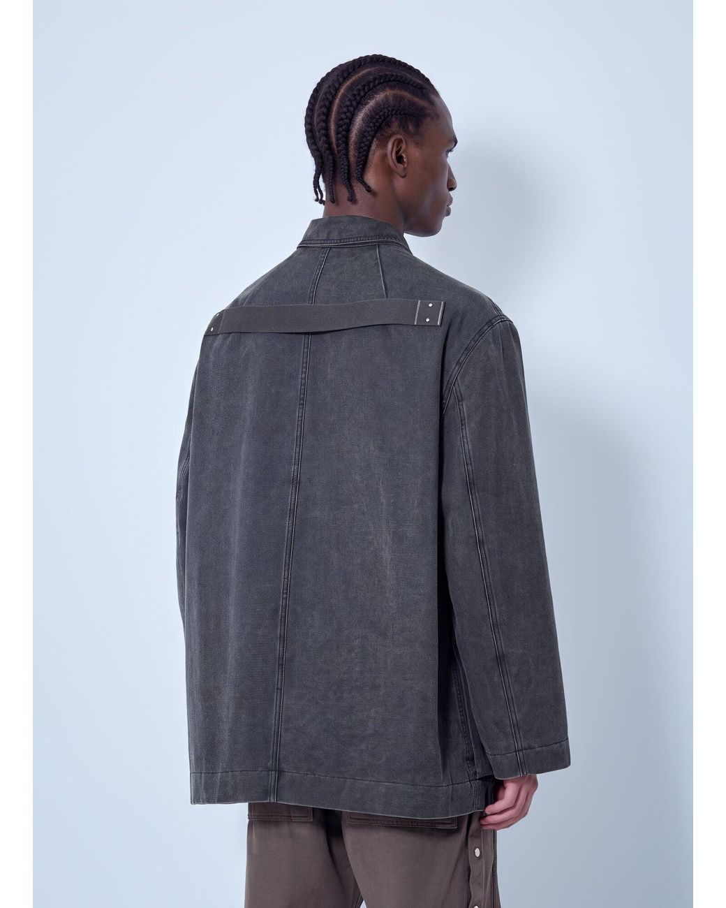 Rick Owens Blue Collared Canvas Mac Jacket for men
