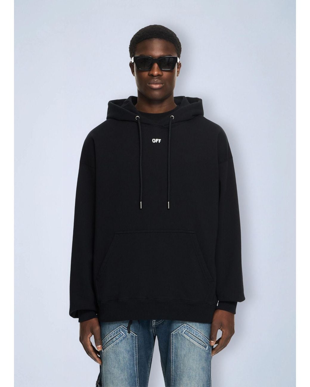 Off-White c/o Virgil Abloh Blue 3D Spray Arrow Skate Hoodie for men