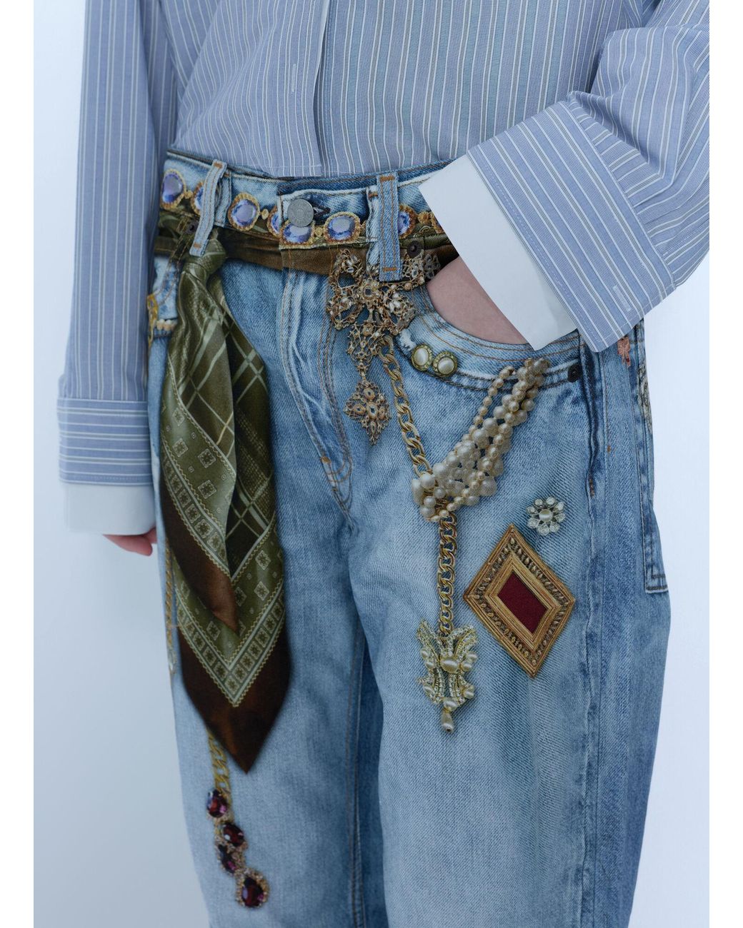 Acne Blue Trompe-'Œil Jewellery Jeans