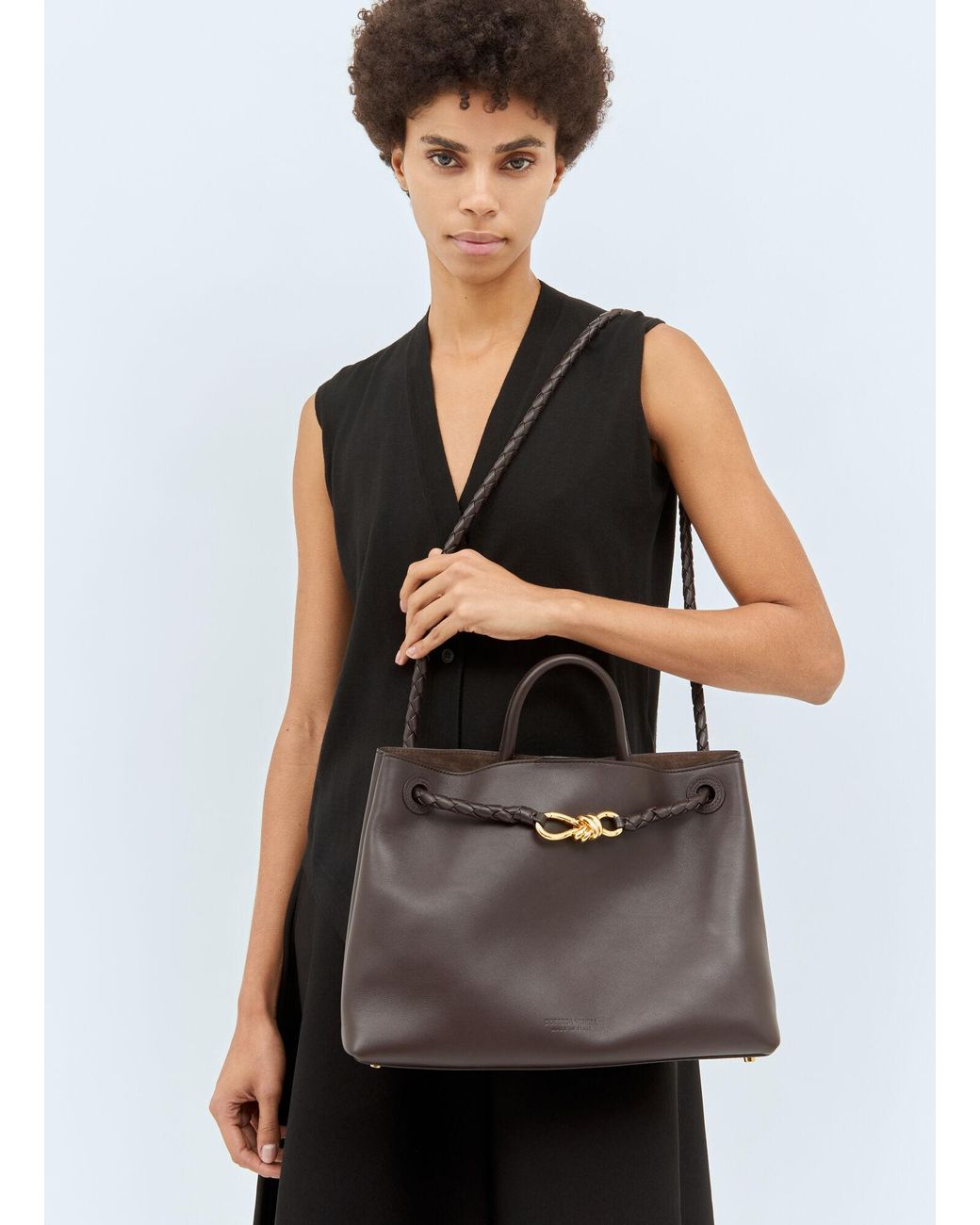Bottega Veneta Gray Medium Andiamo Handbag