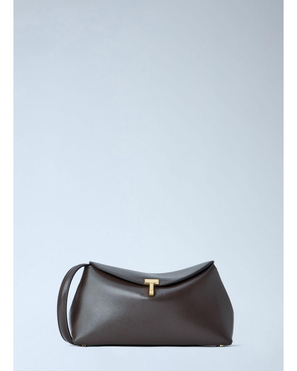 Totême Brown T-Lock Leather Clutch