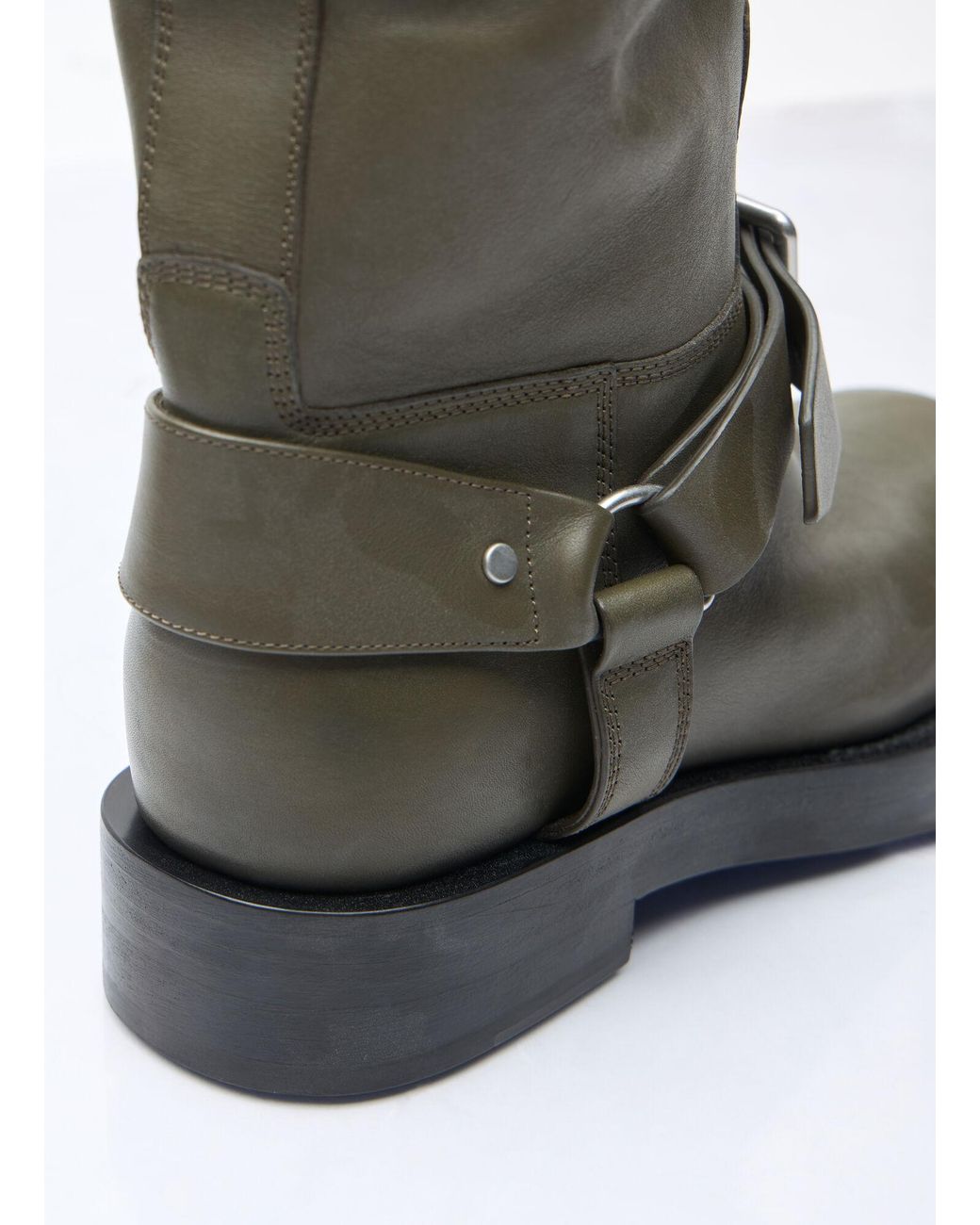 Burberry Green Leather Saddle High Boots