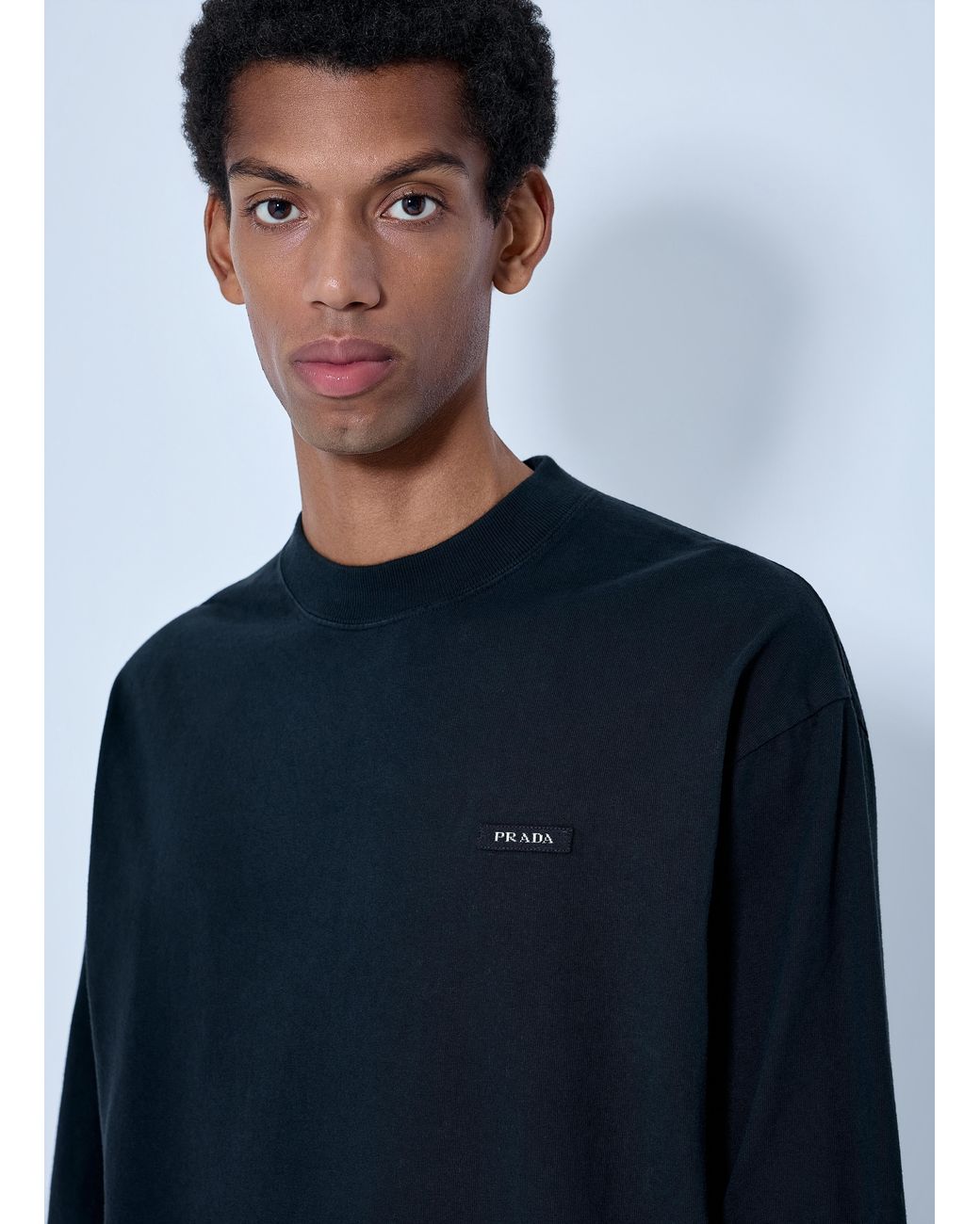 Prada Blue Crewneck Long Sleeve Sweatshirt for men