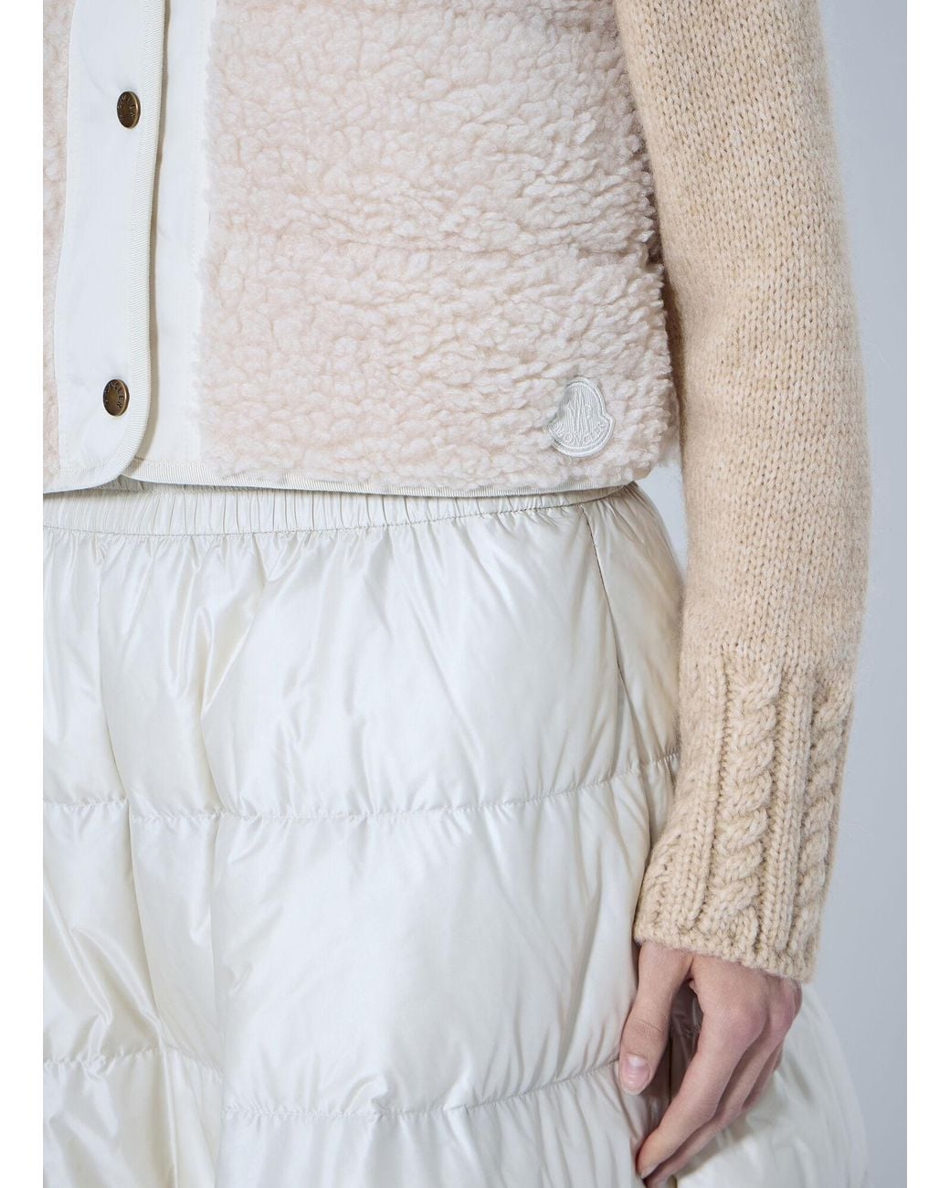 Moncler White Fluffy Teddy Padded Gilet