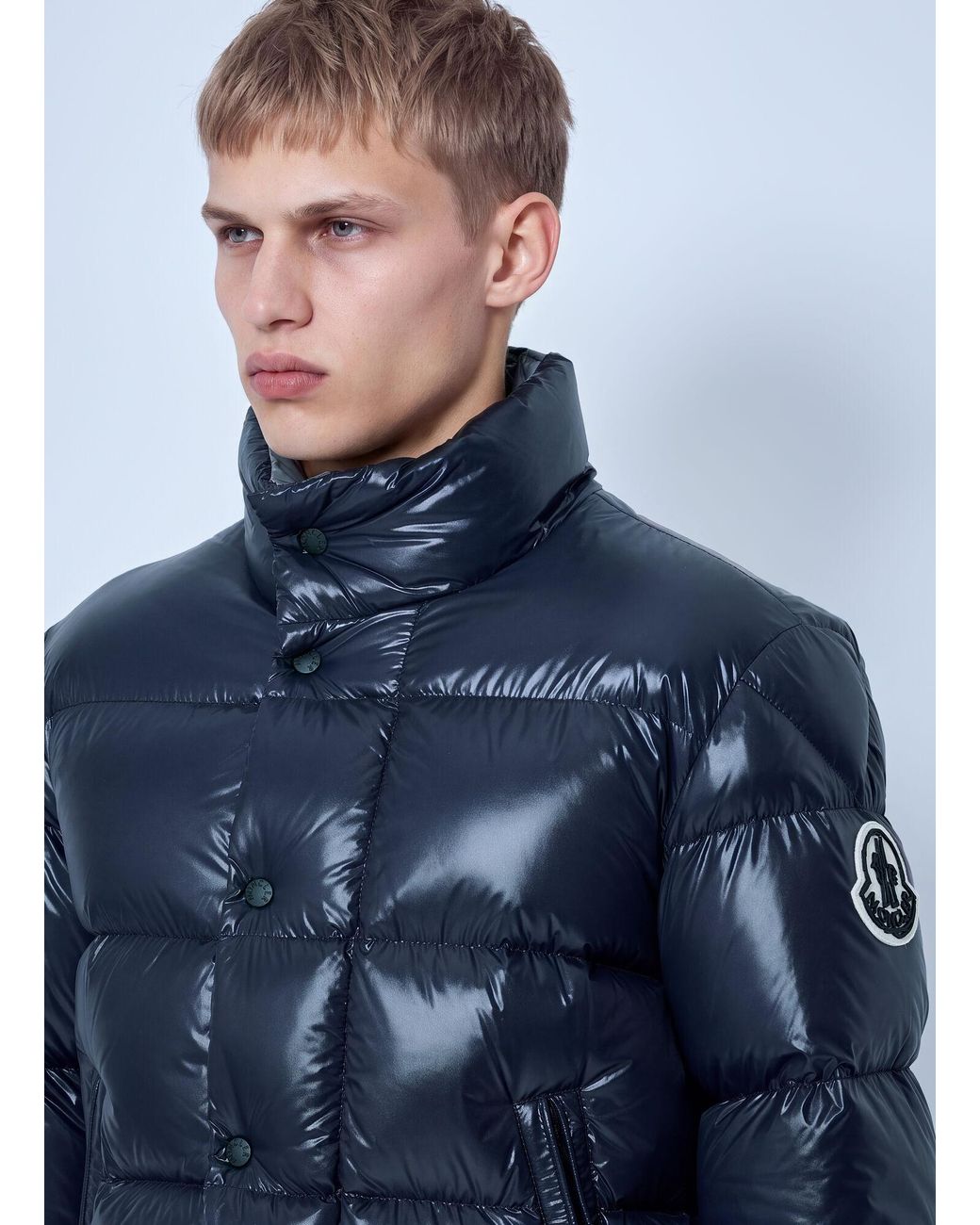 Moncler Blue Bendola Laqué Short Down Jacket for men