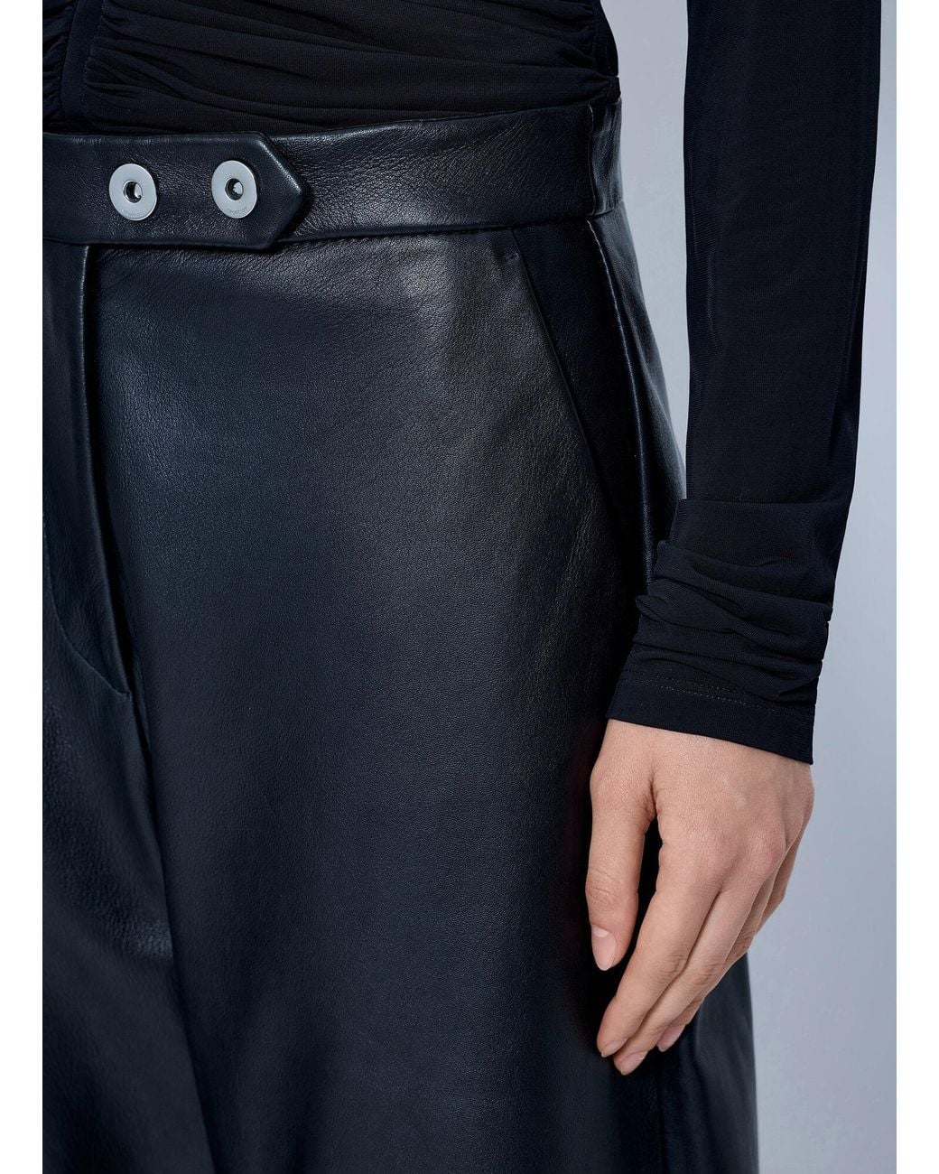 Sportmax Blue Wide-Leg Leather Trousers