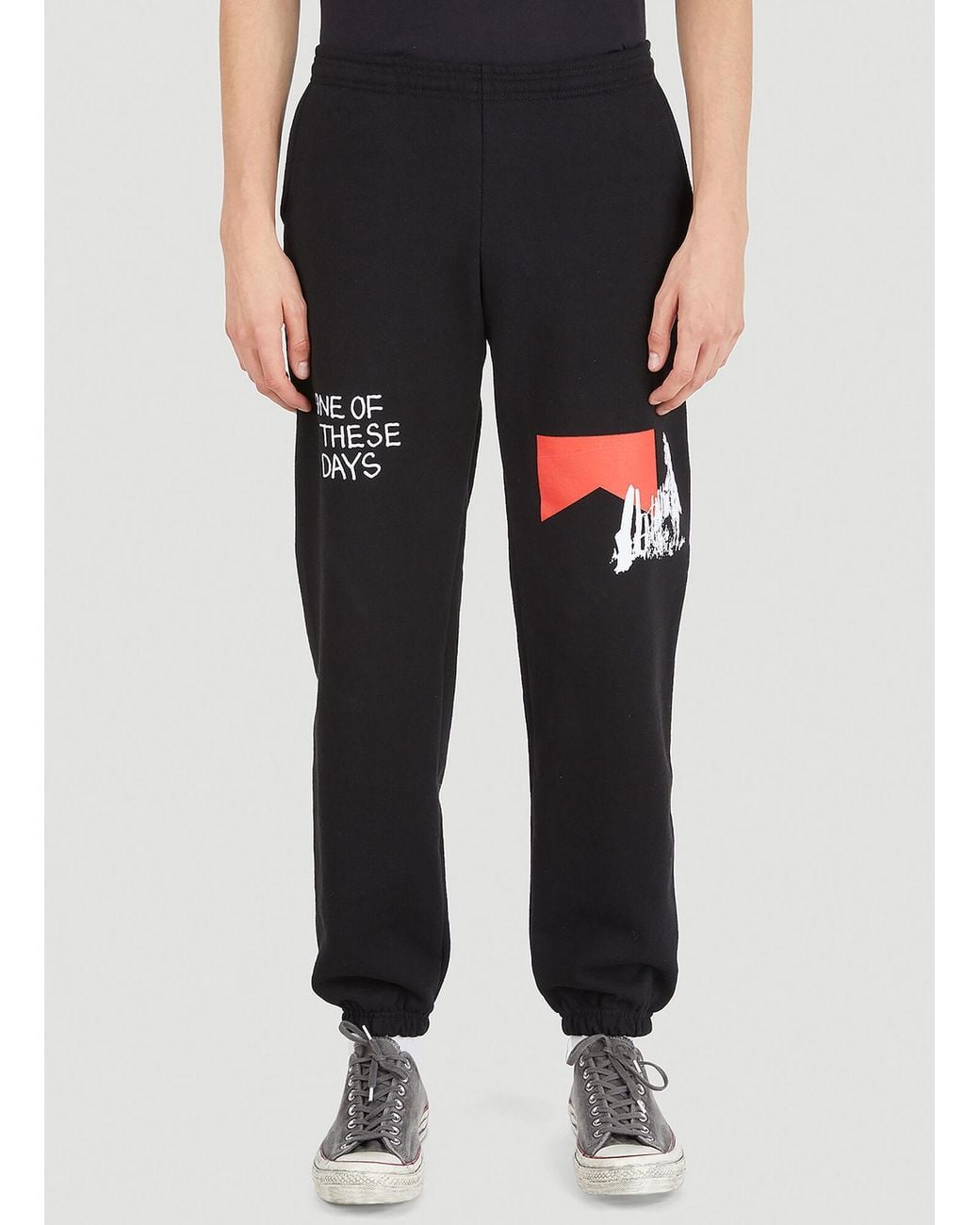 One Of These Days Black Fence Line Track Pants for men