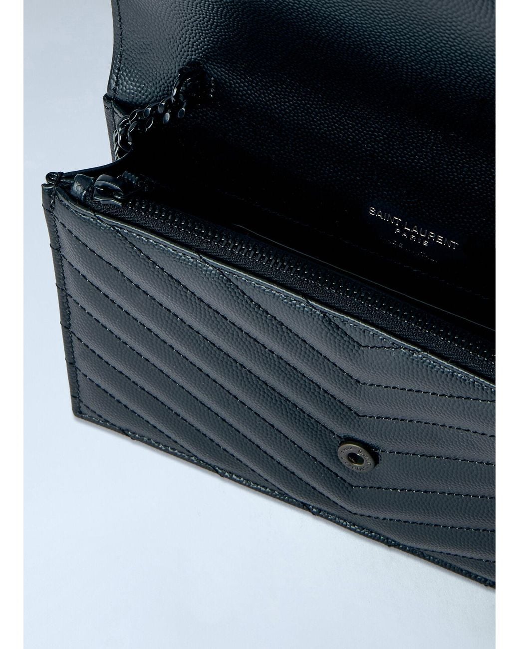 Saint Laurent Blue Cassandre Envelope Chain Wallet