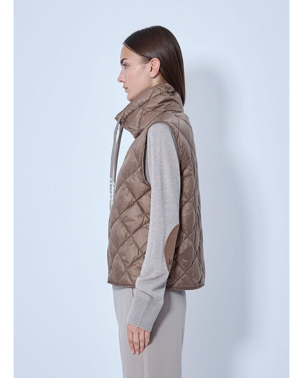 Max Mara Brown Quilted Gilet With High Neck