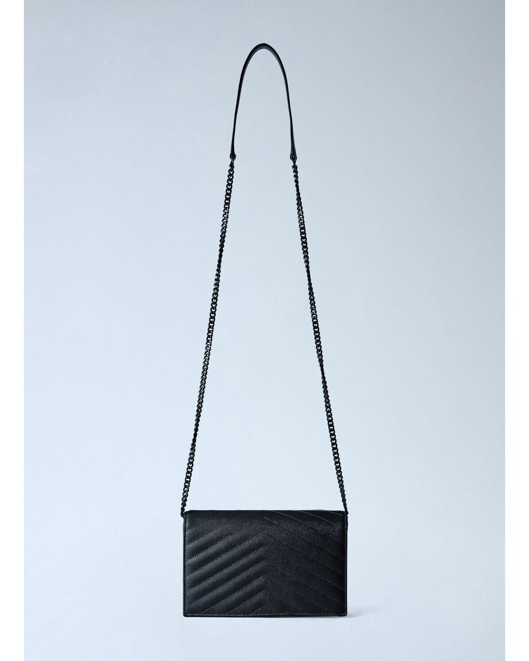 Saint Laurent Blue Cassandre Envelope Chain Wallet