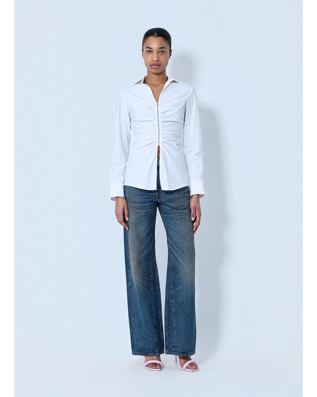 Alexander Wang White Gathered Bust Shirt