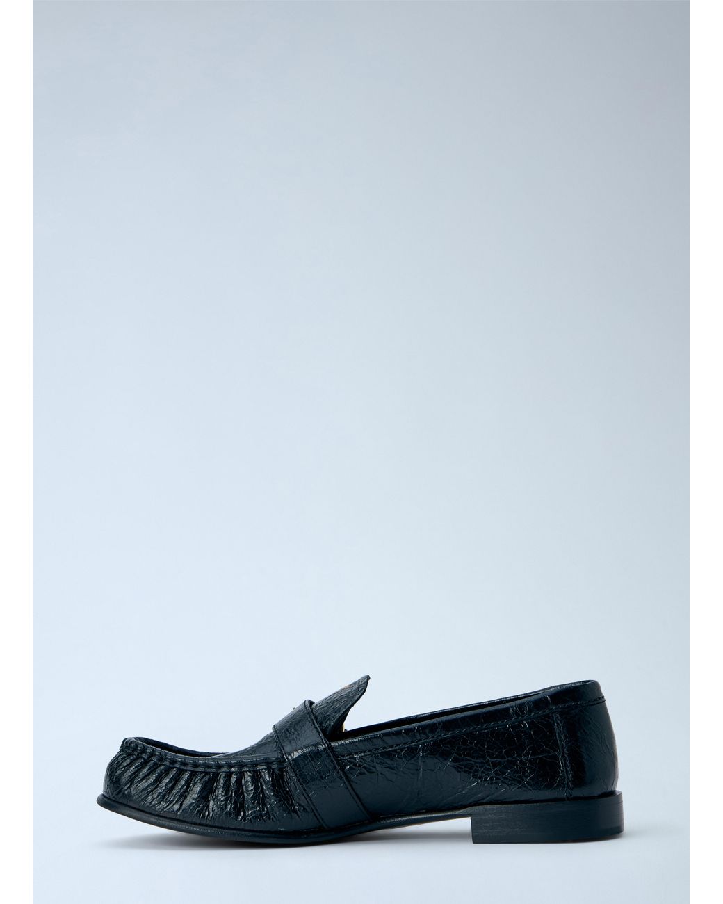 Miu Miu Blue Leather Loafers With Buckle Detail