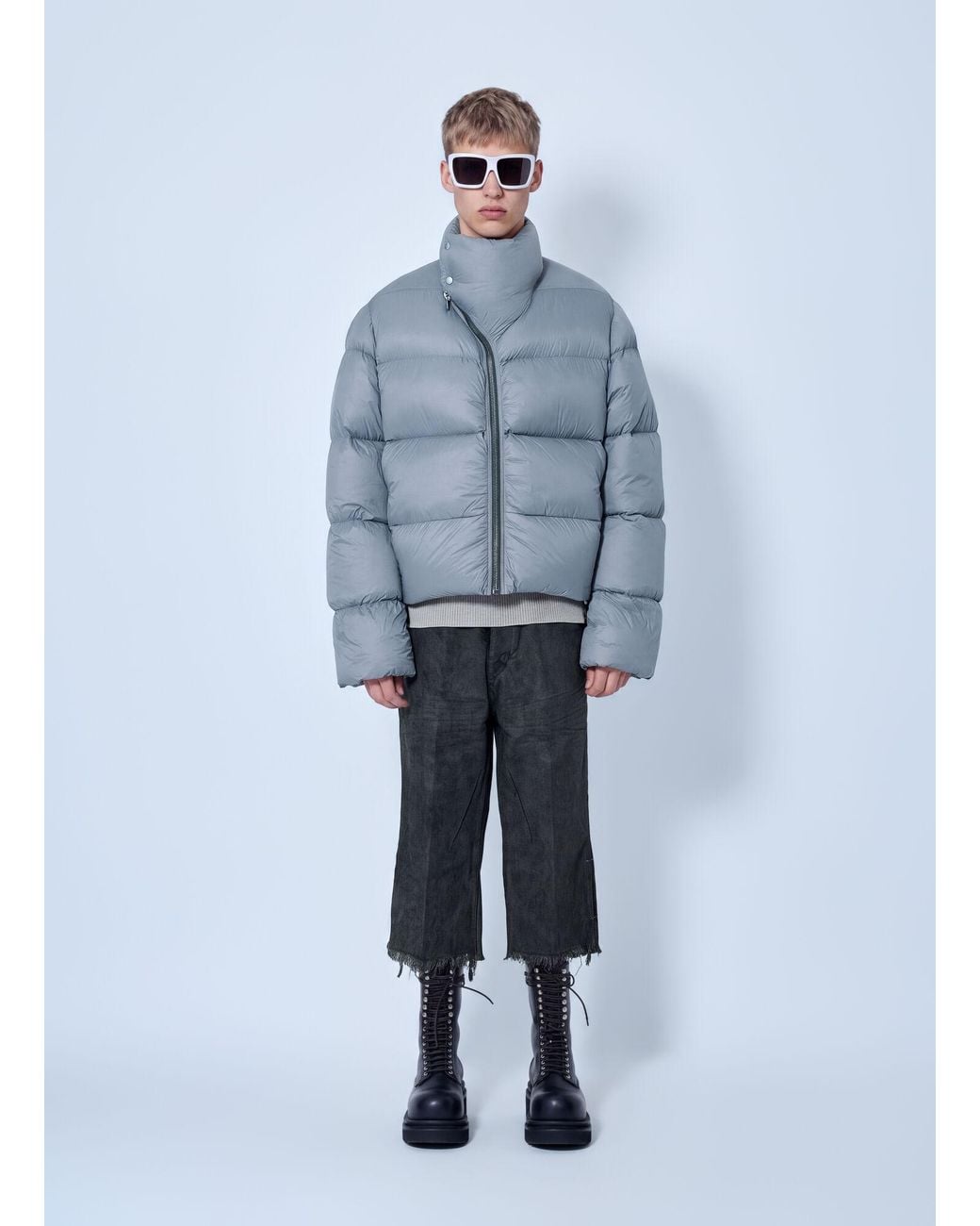 Rick Owens Blue Puffer Turtle Jacket for men