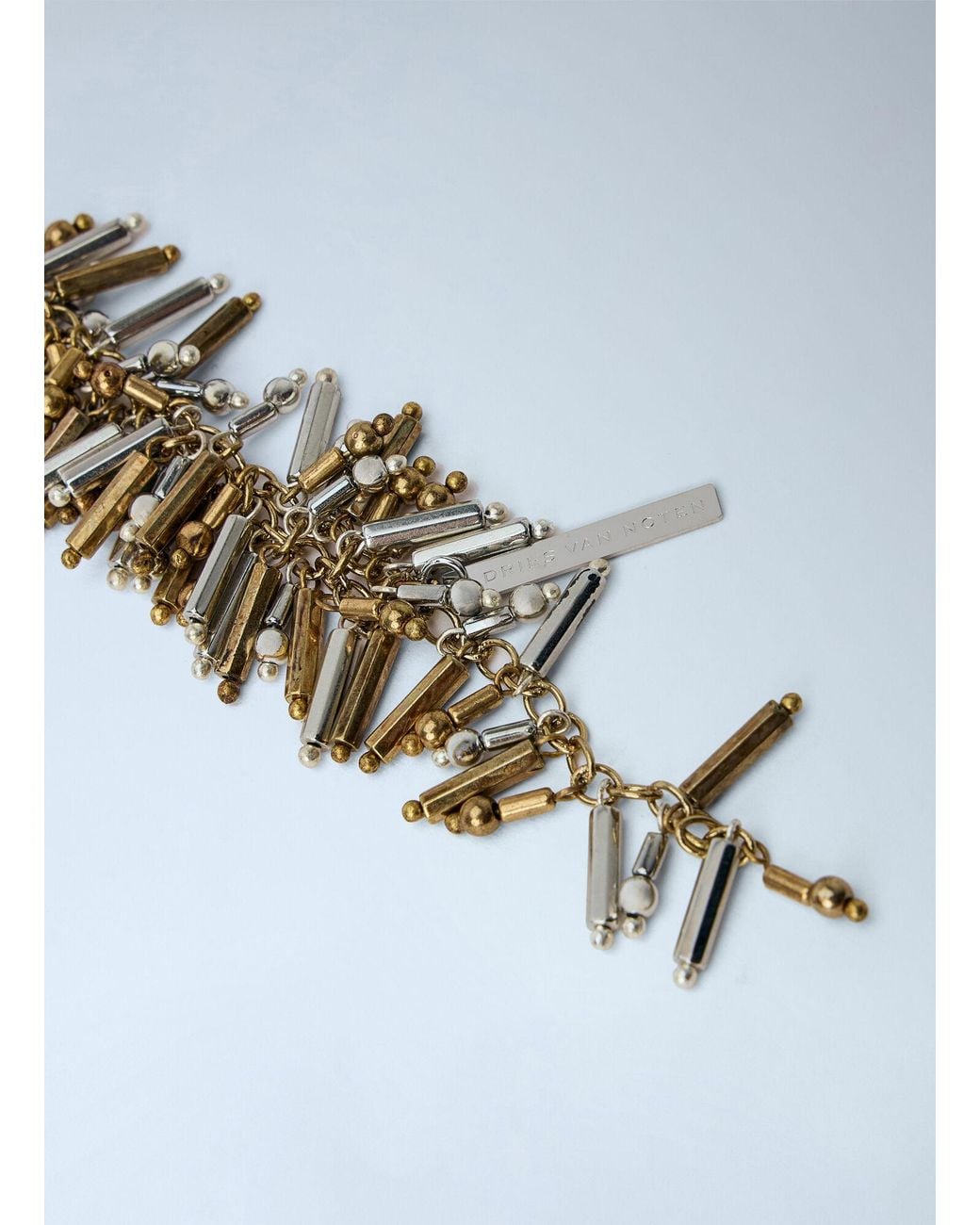 Dries Van Noten Blue Metallic Beaded Necklace