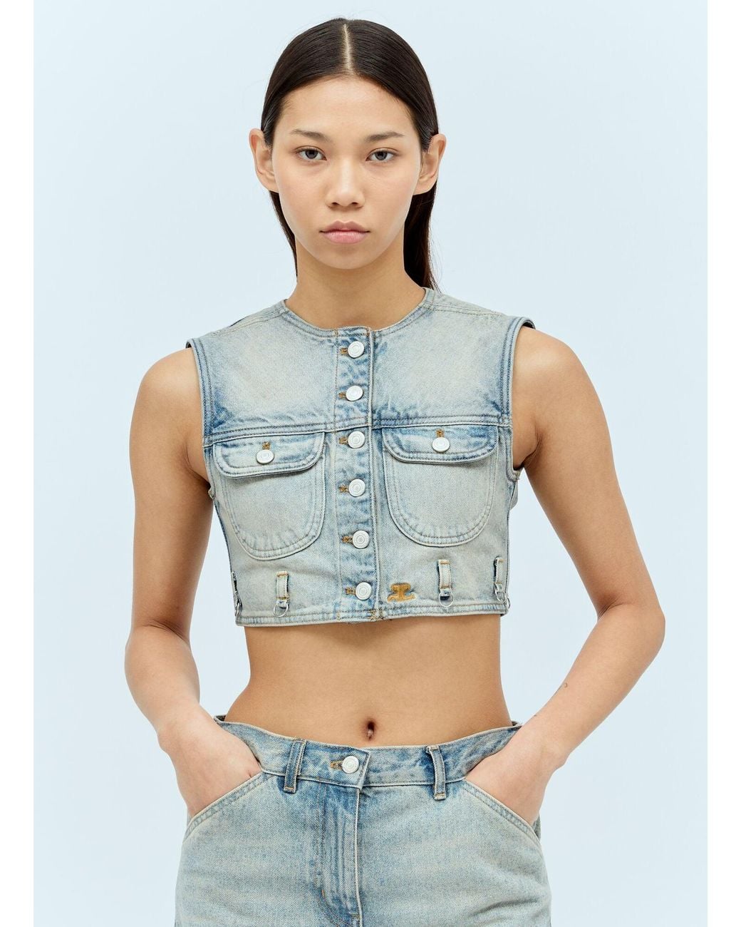 Courreges Blue Denim Crop Vest