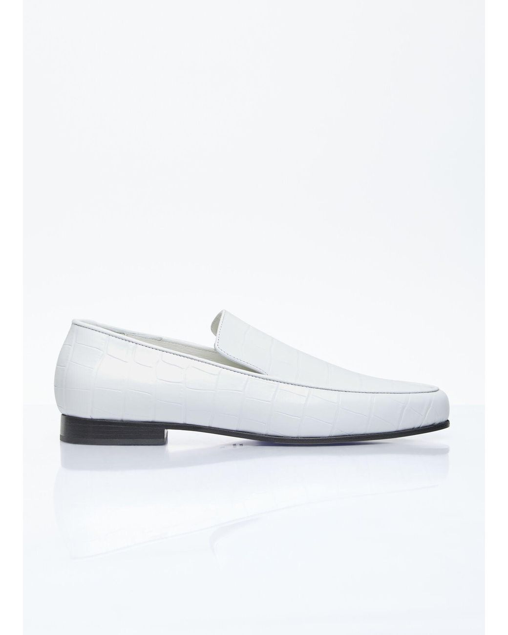Totême White Croco Oval Loafers