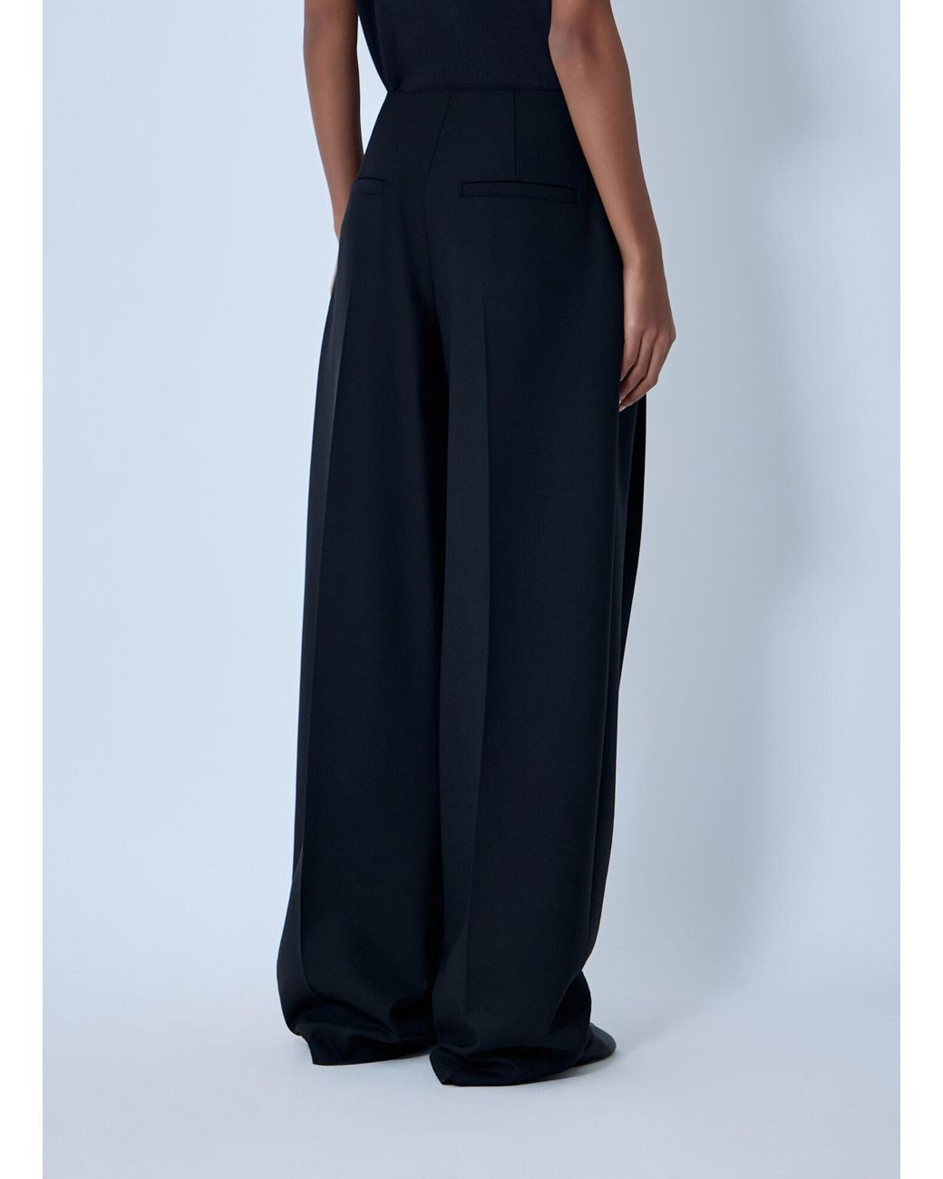Sportmax Blue Wool-Blend Tailored Pants