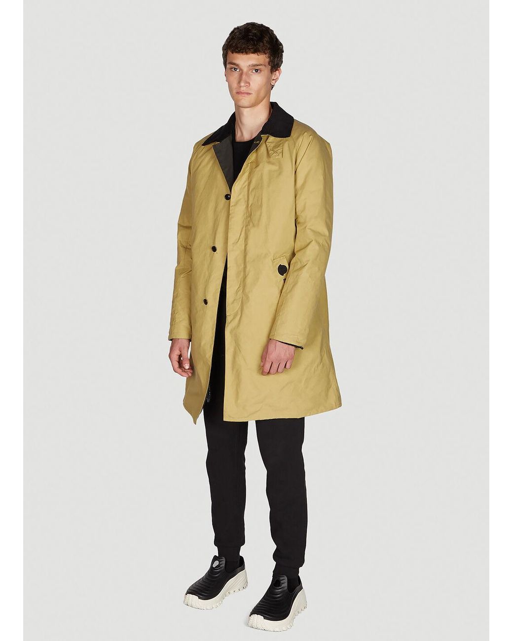 2 Moncler 1952 X Barbour Bara Waxed Peacoat in Natural for Men | Lyst UK