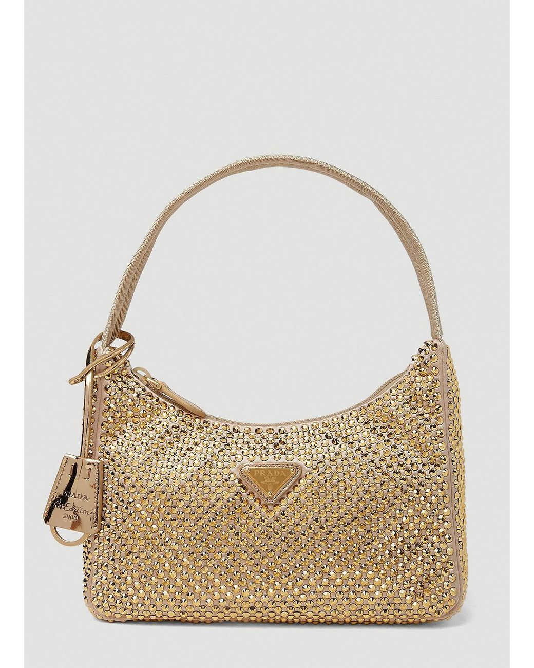 Prada Crystal Shoulder Bag in Natural | Lyst UK