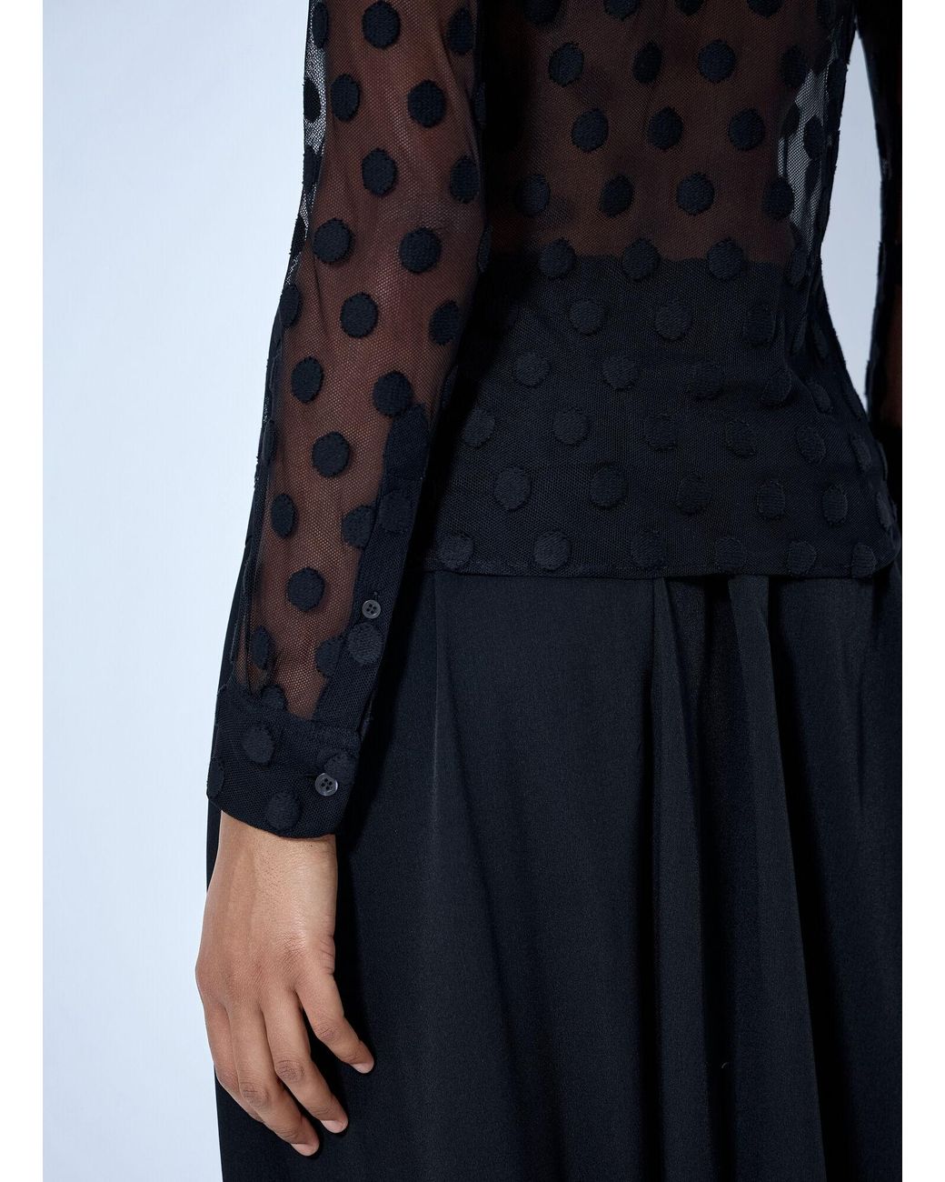 Dries Van Noten Blue Polka-Dot Cotton-Blend Tulle Shirt
