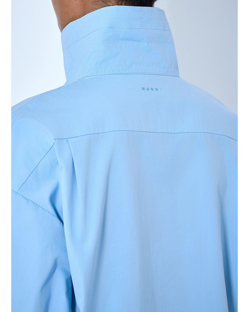 Marni Blue High-Collar Buttoned Pullover