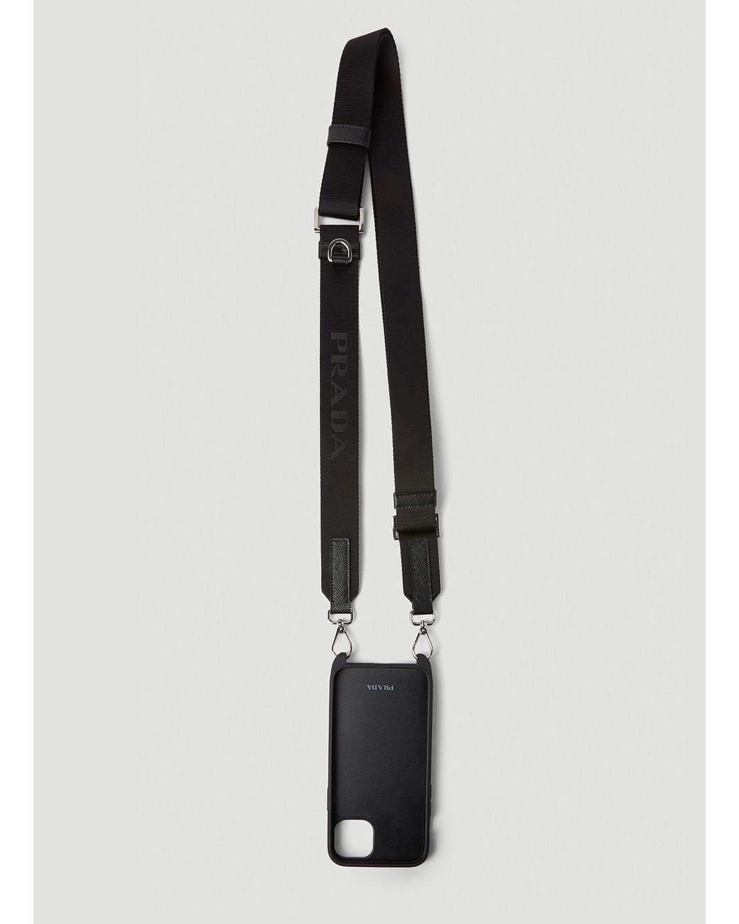 Prada Neck Strap Phone Case in Black for Men Lyst