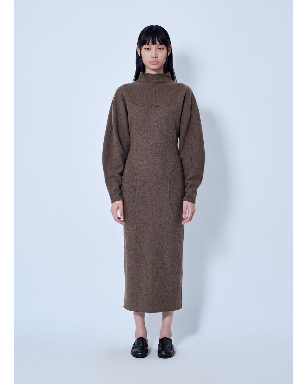 Max Mara Blue High-Neck Wool And Cashmere Jersey Dress