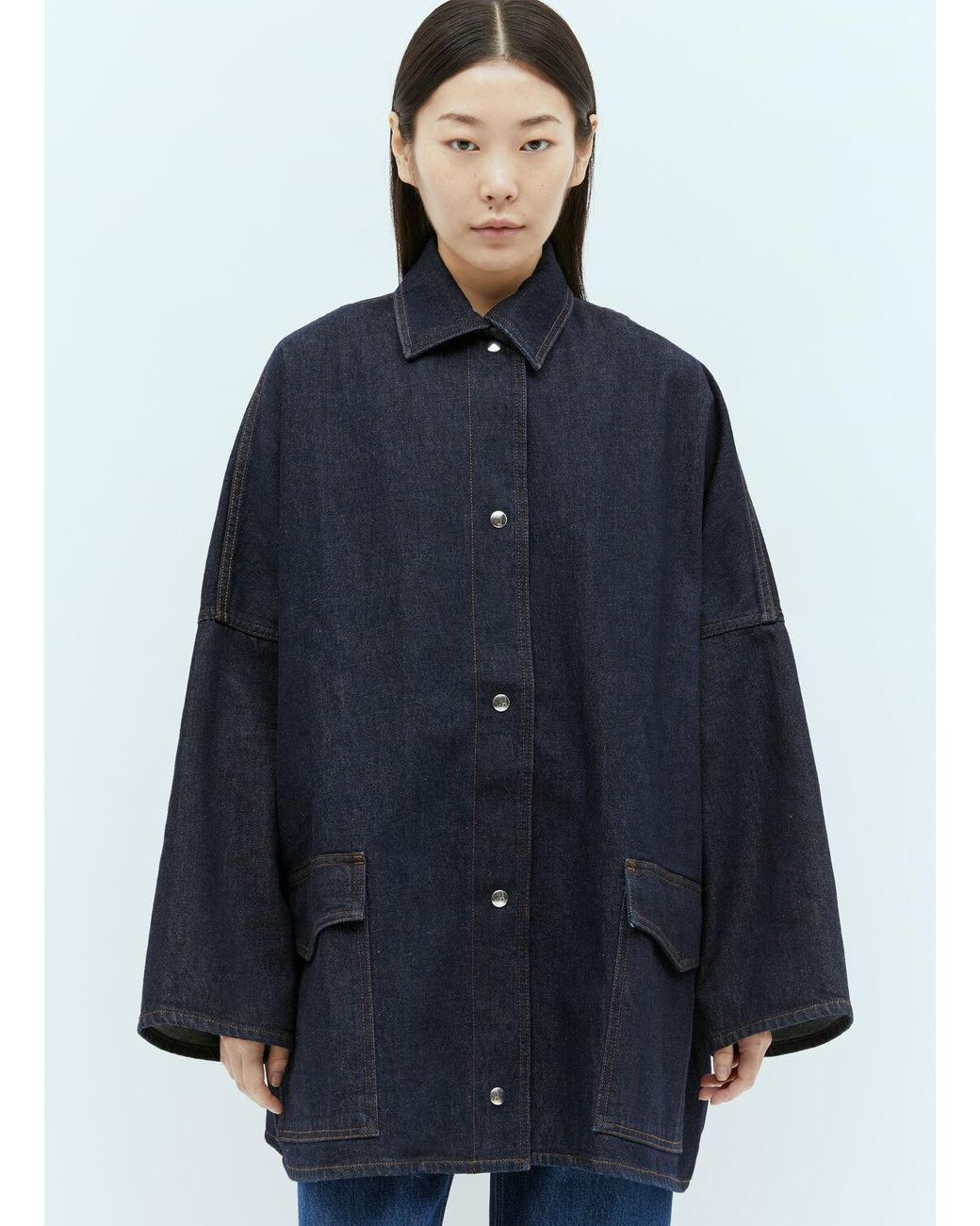 【TOTEME】DENIM OVERSHIRT WITH POCKET DETAIL (関税込み） Toteme Oversized denim overshirt Toteme