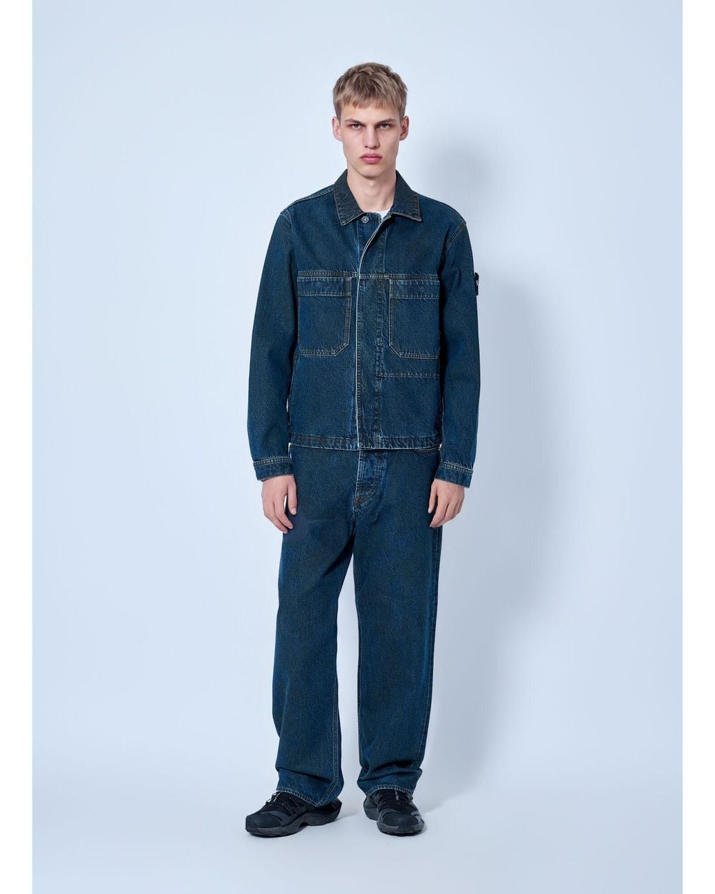 Stone Island Blue Denim Jacket for men