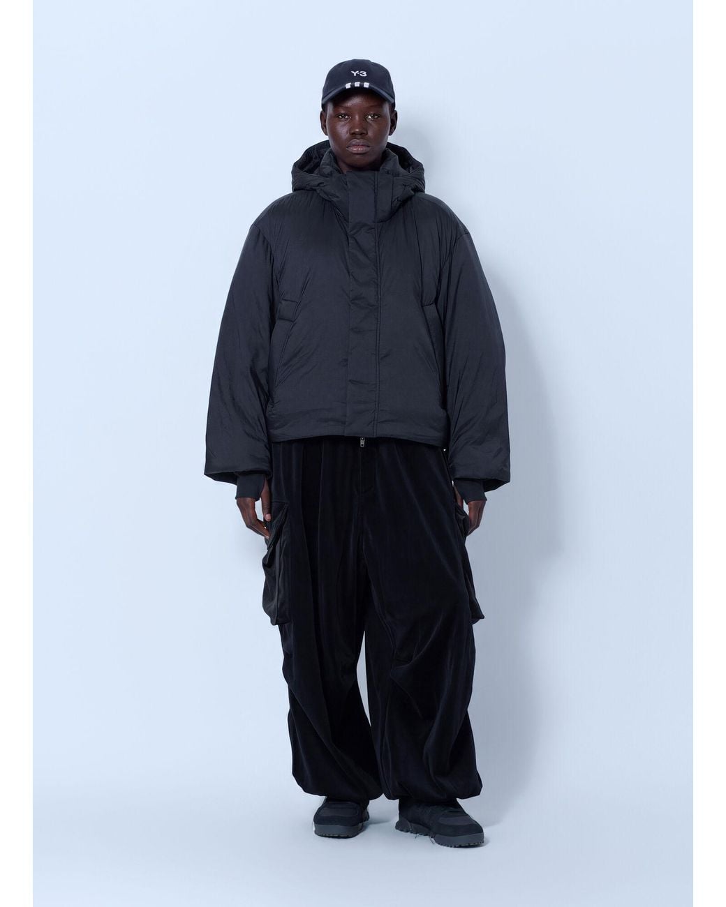 Y-3 Blue Hooded Puffer Jacket