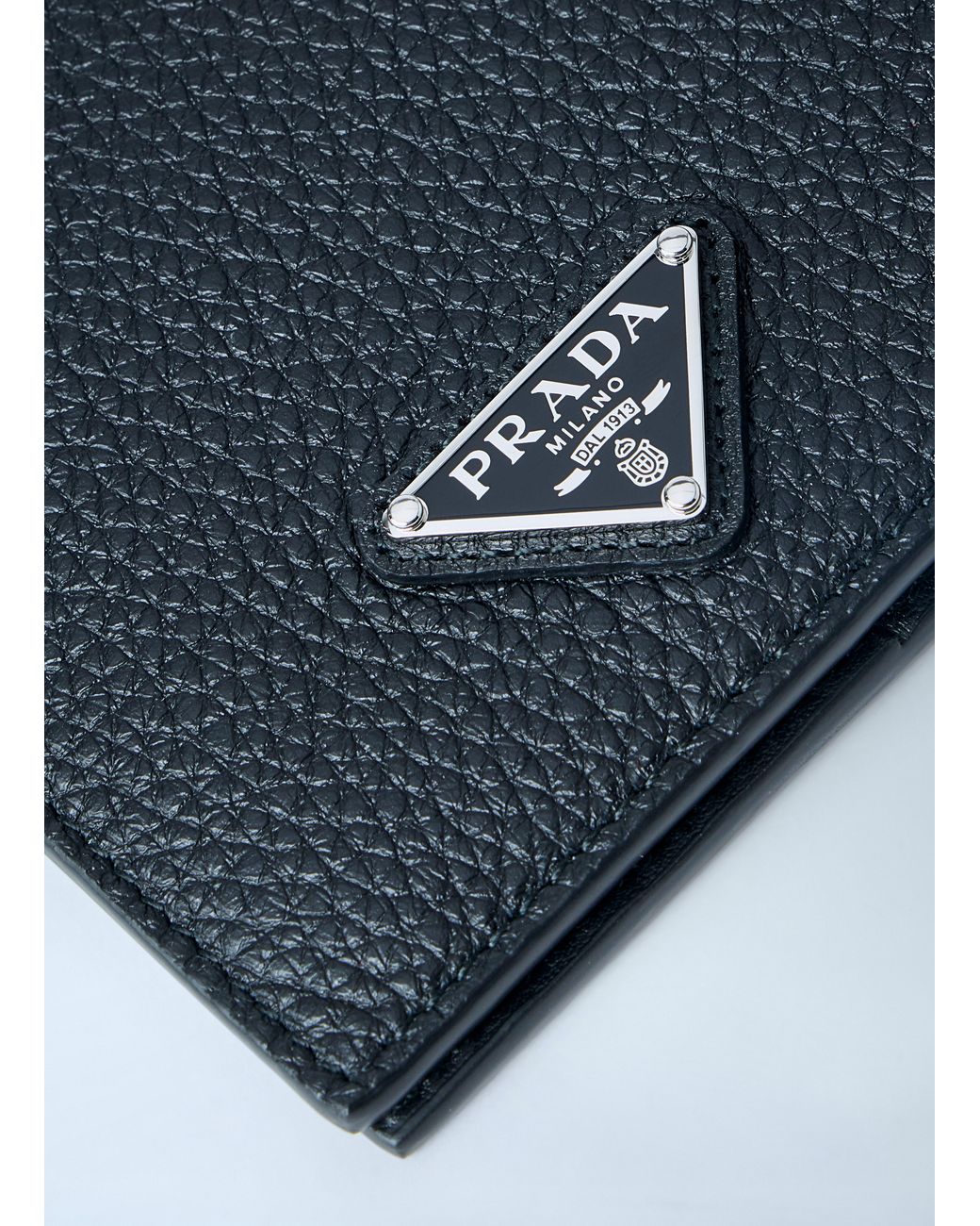 Prada Blue Textured Leather Card Holder for men