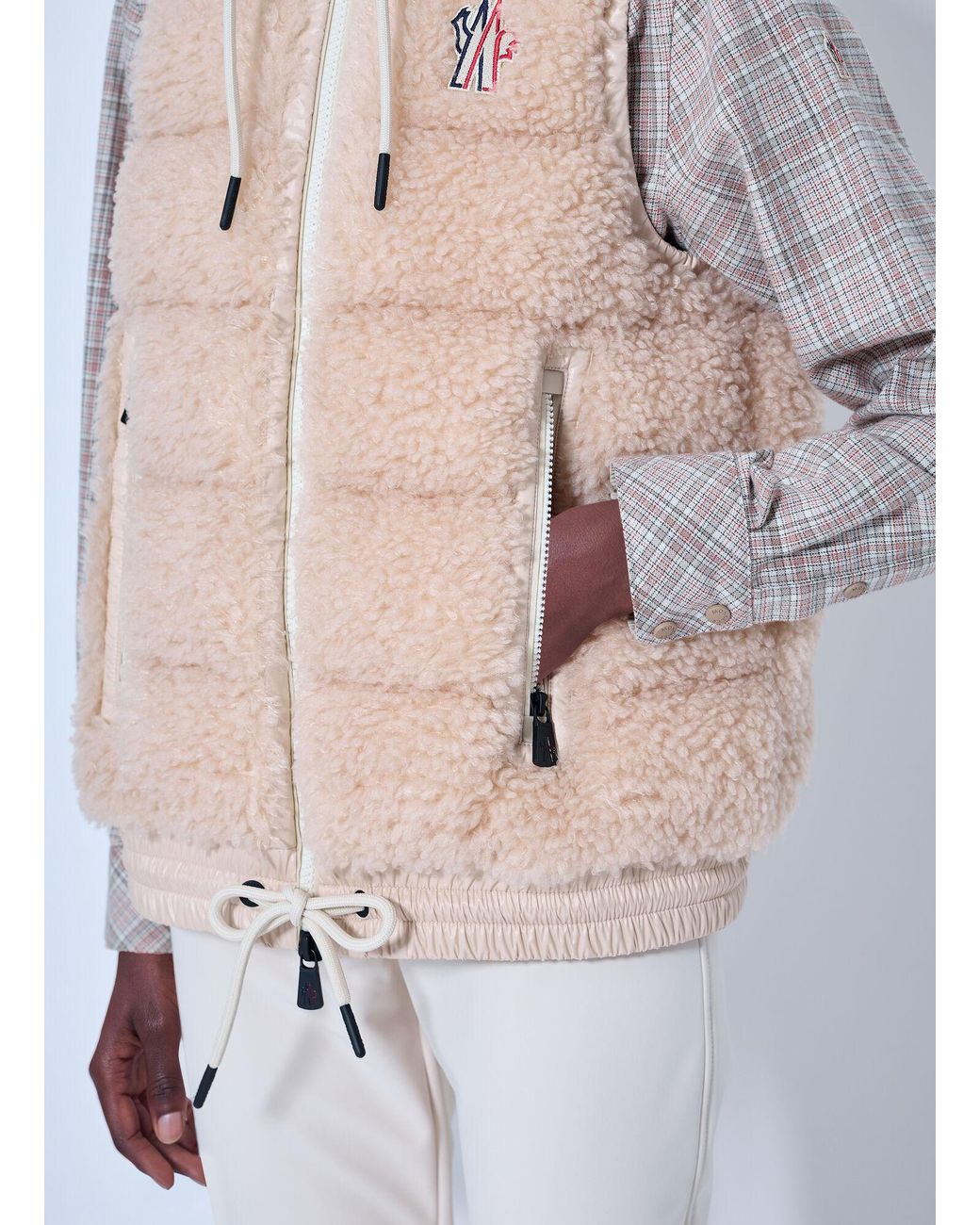Moncler White Teddy Hooded Insulated Gilet