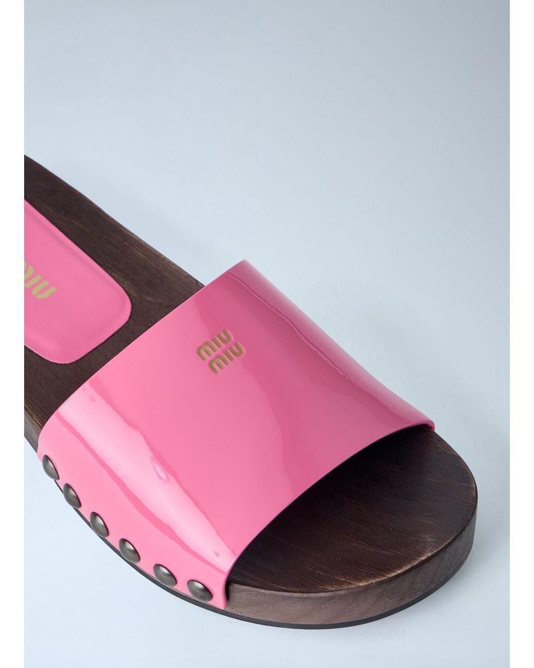 Miu Miu White Studded Slide Sandals