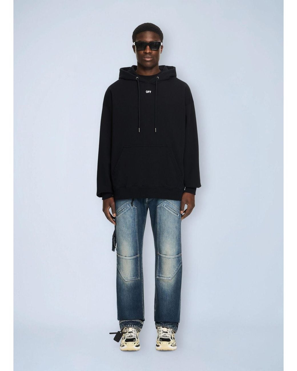Off-White c/o Virgil Abloh Blue 3D Spray Arrow Skate Hoodie for men