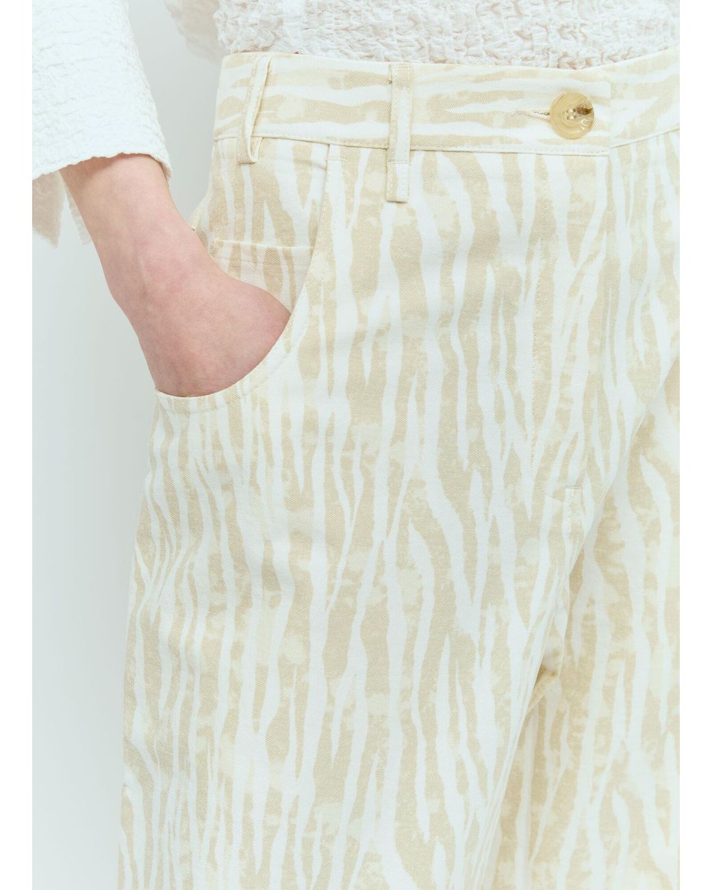 Song For The Mute White Printed Pants