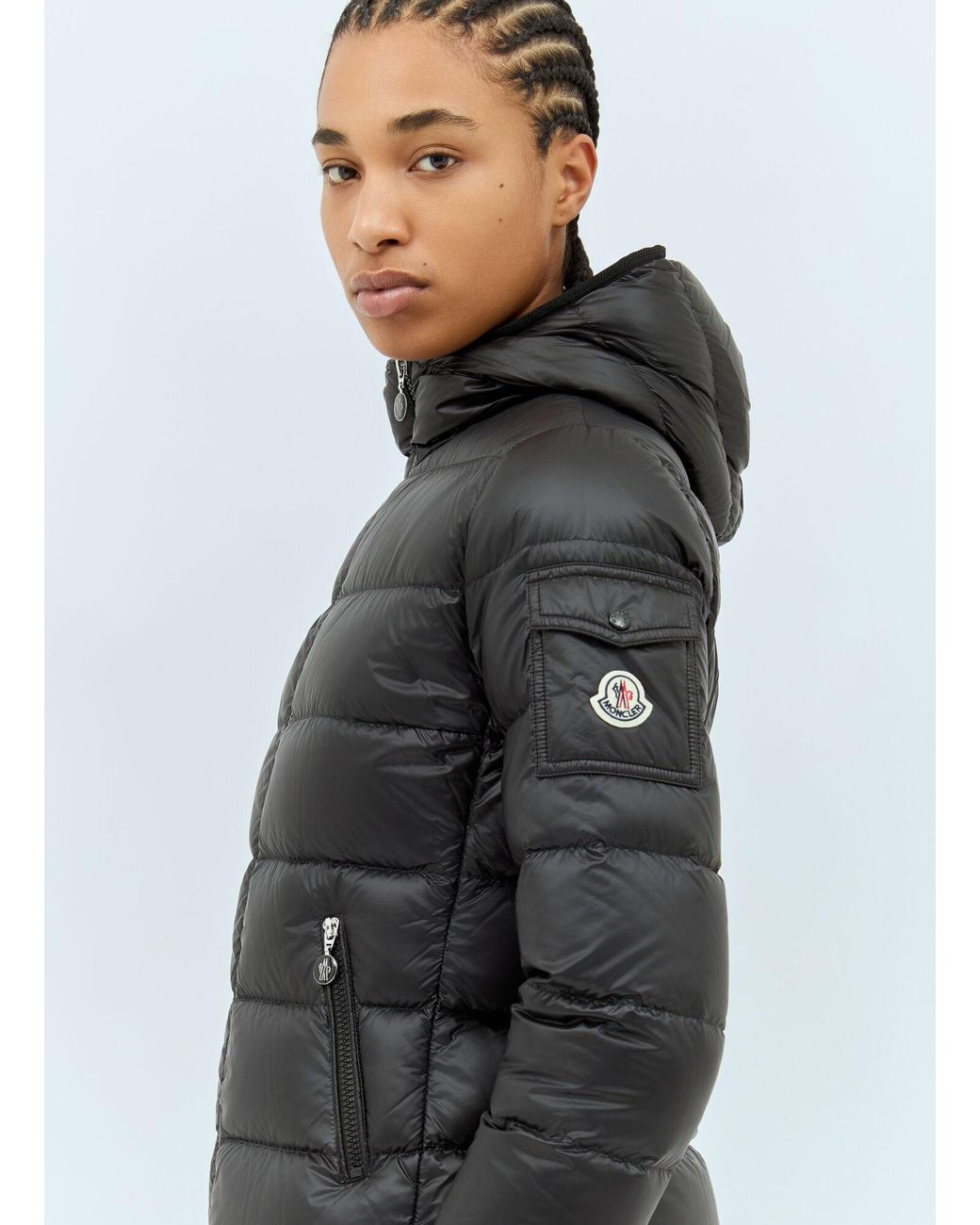 Moncler Gray Gles Hooded Short Down Jacket