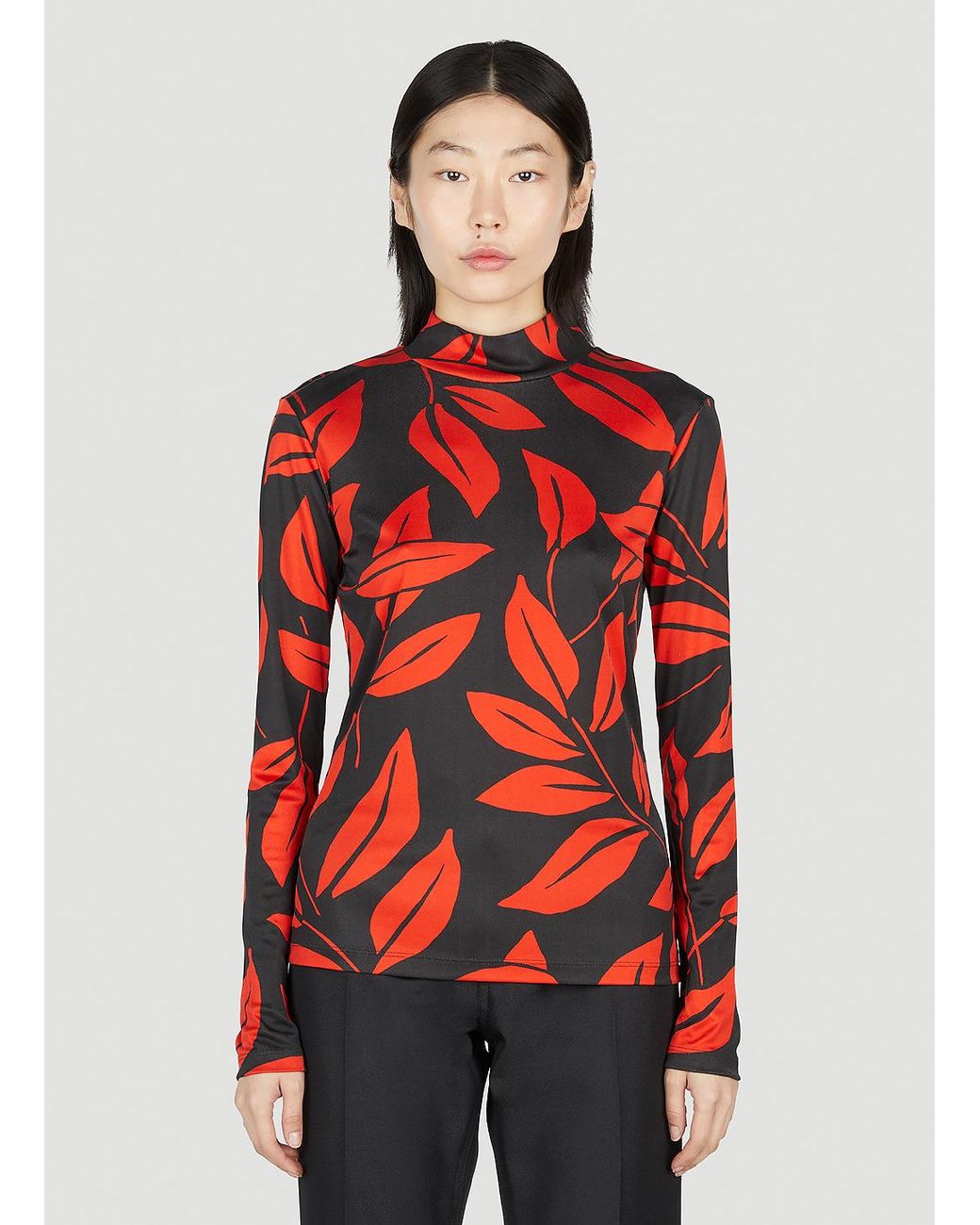 MERYLL ROGGE Red Leaf Print Top