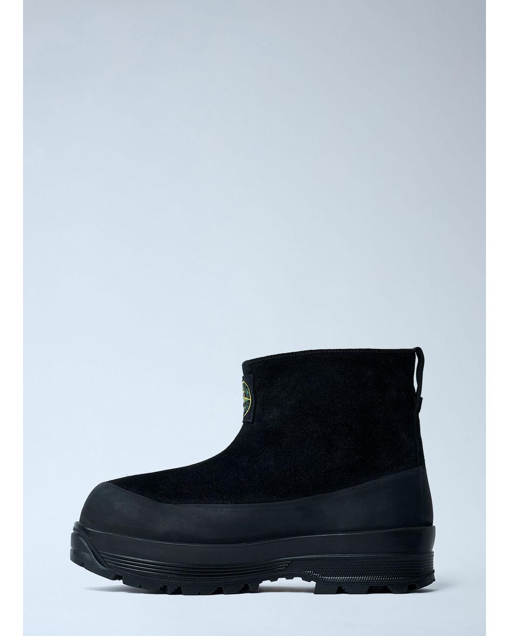 Stone Island Blue Suede Logo Patch Boots for men