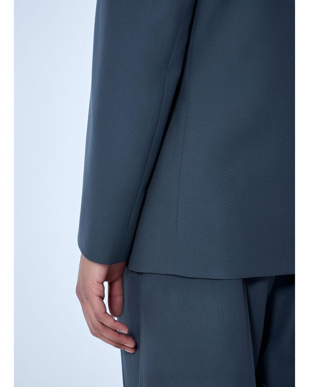 Lemaire Blue Double-Breasted Wool Suit Blazer