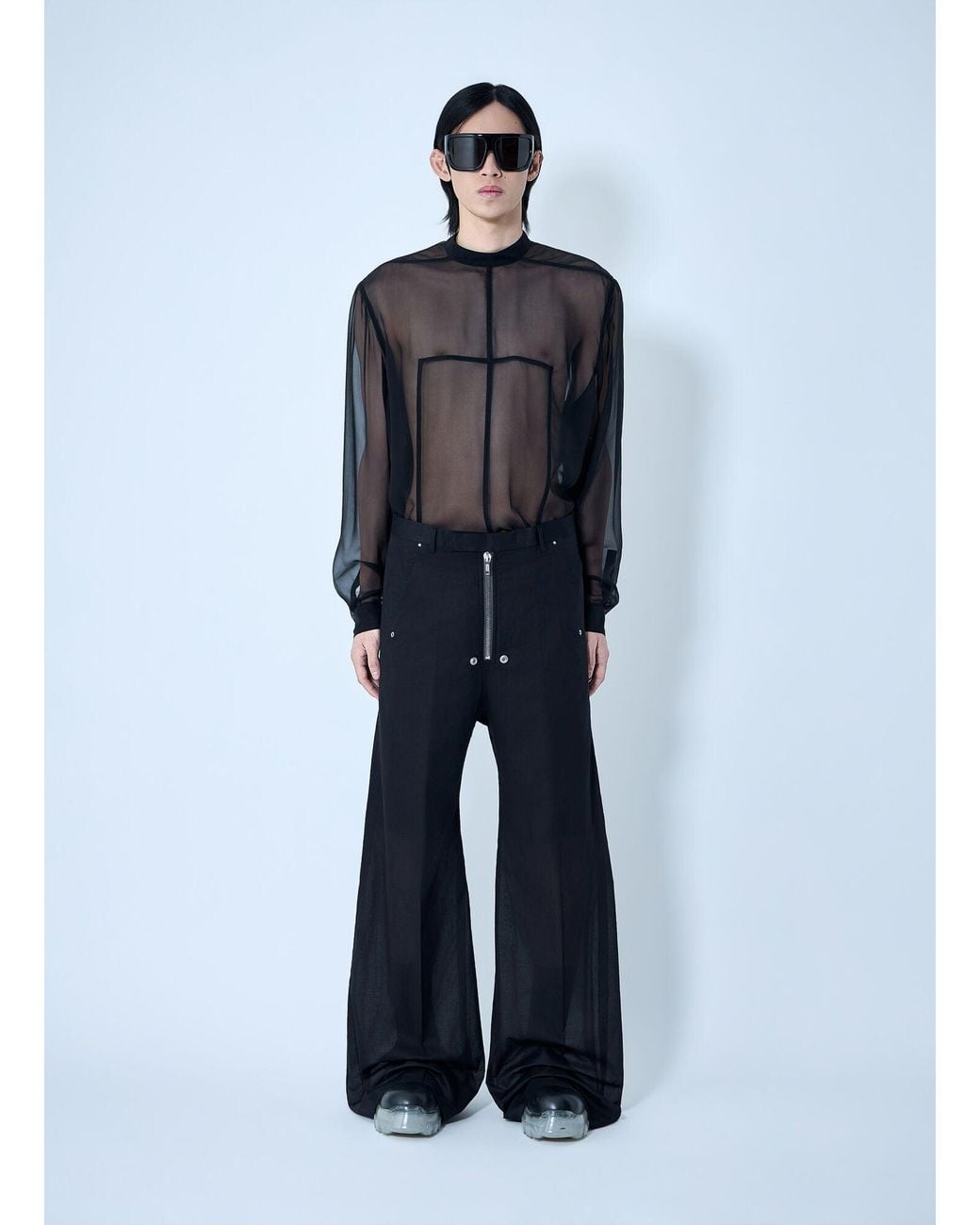 Rick Owens Blue Tailored Wide Belas Pants for men